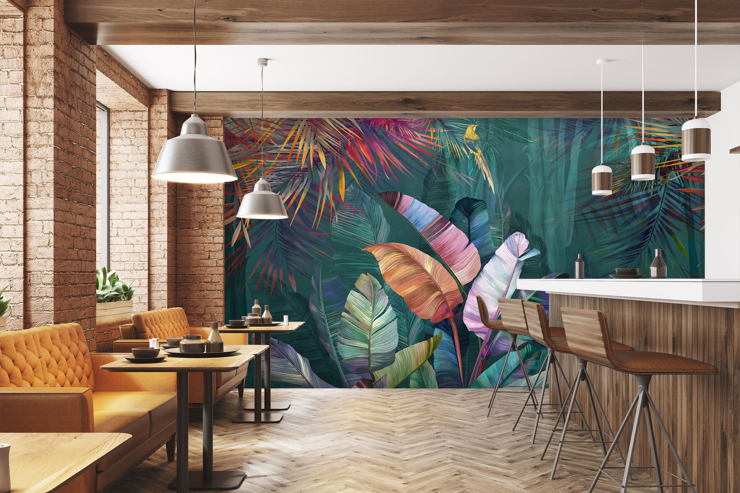 3D Colored Leaves 1573 Wall Murals