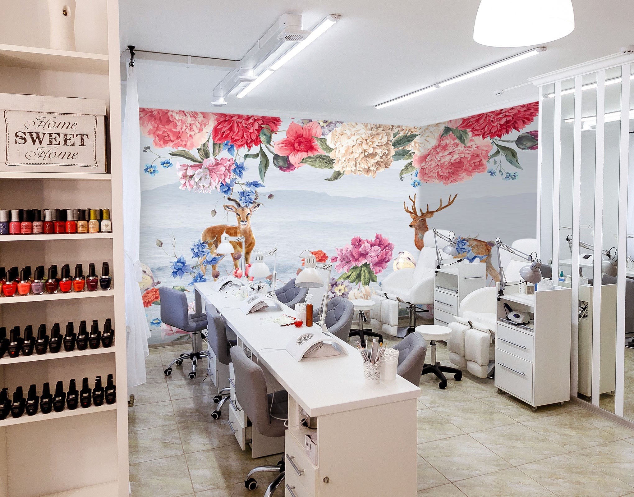 3D Painted Flower Deer 075 Wall Murals Wallpaper AJ Wallpaper 2 