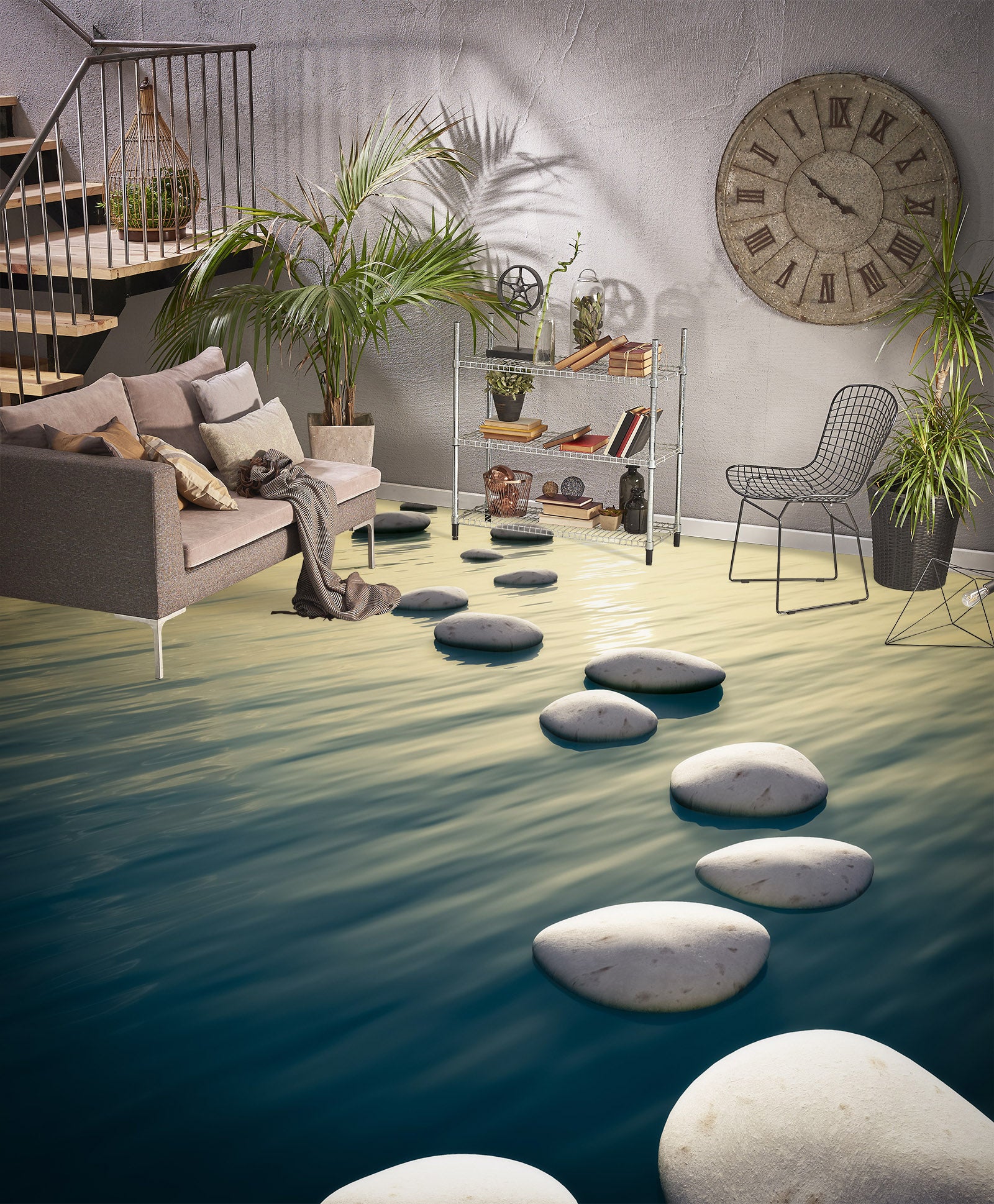 3D White Stone Road 014 Floor Mural  Wallpaper Murals Rug & Mat Print Epoxy waterproof bath floor