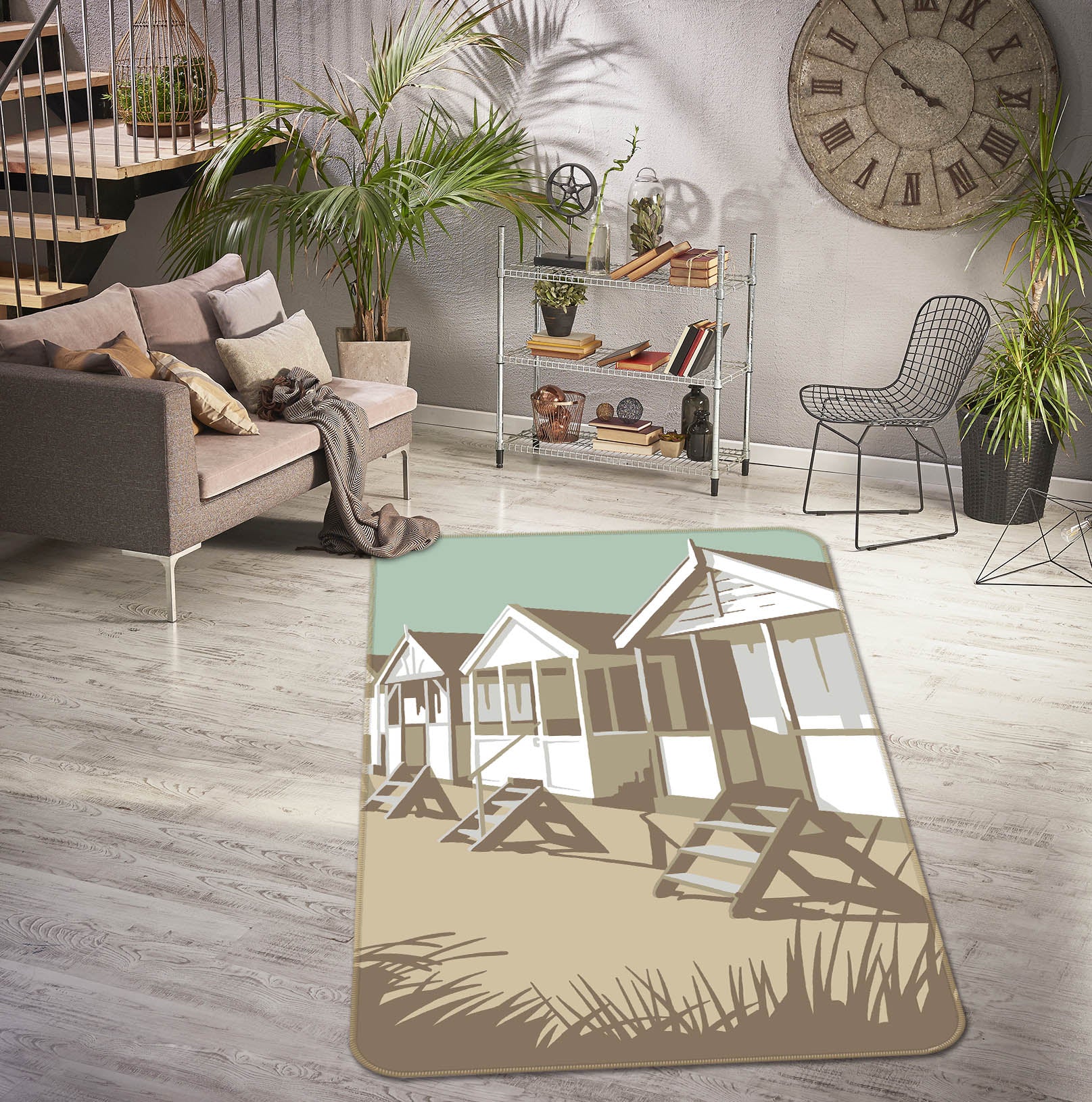 3D Southwold Huts 1149 Steve Read Rug Non Slip Rug Mat