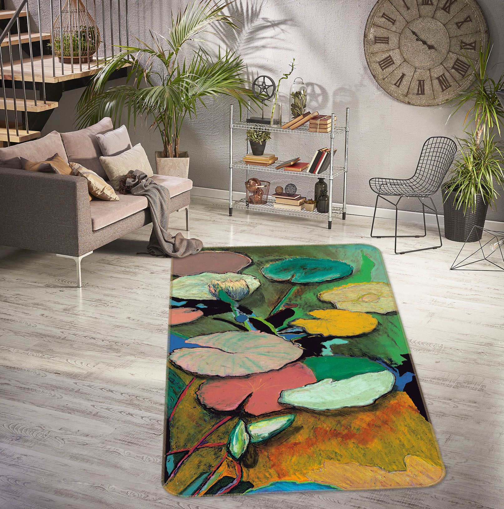 3D Painting Lotus Leaf 3042 Allan P. Friedlander Rug Non Slip Rug Mat