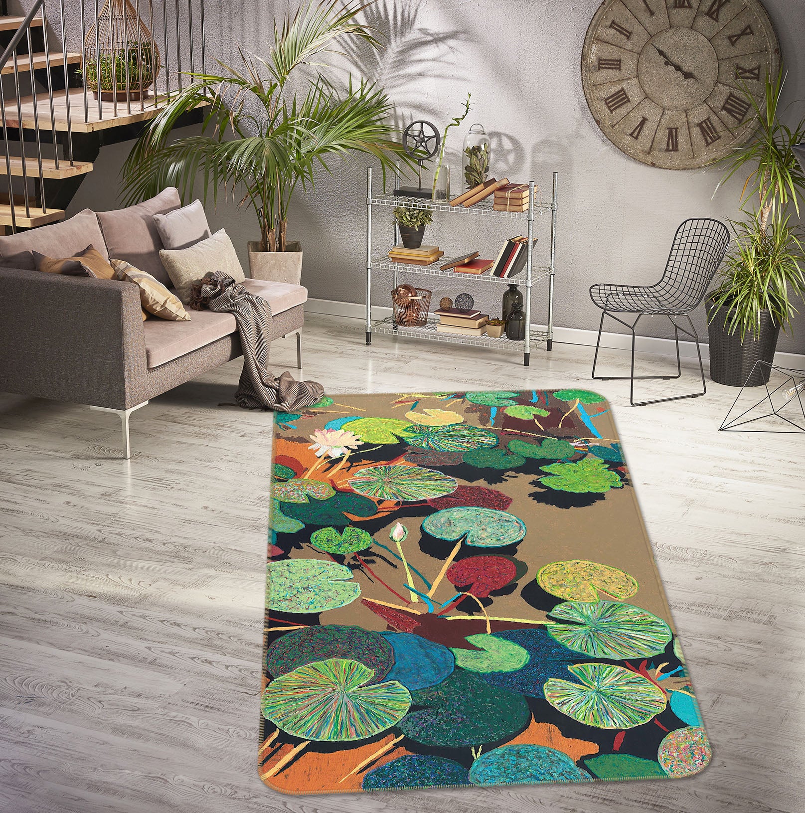3D Painted Lotus Leaf 3030 Allan P. Friedlander Rug Non Slip Rug Mat