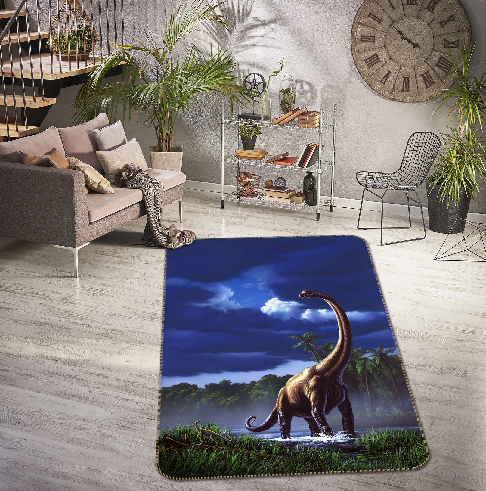 3D Thunderbolt Dinosaur 1067 Jerry LoFaro Rug Non Slip Rug Mat