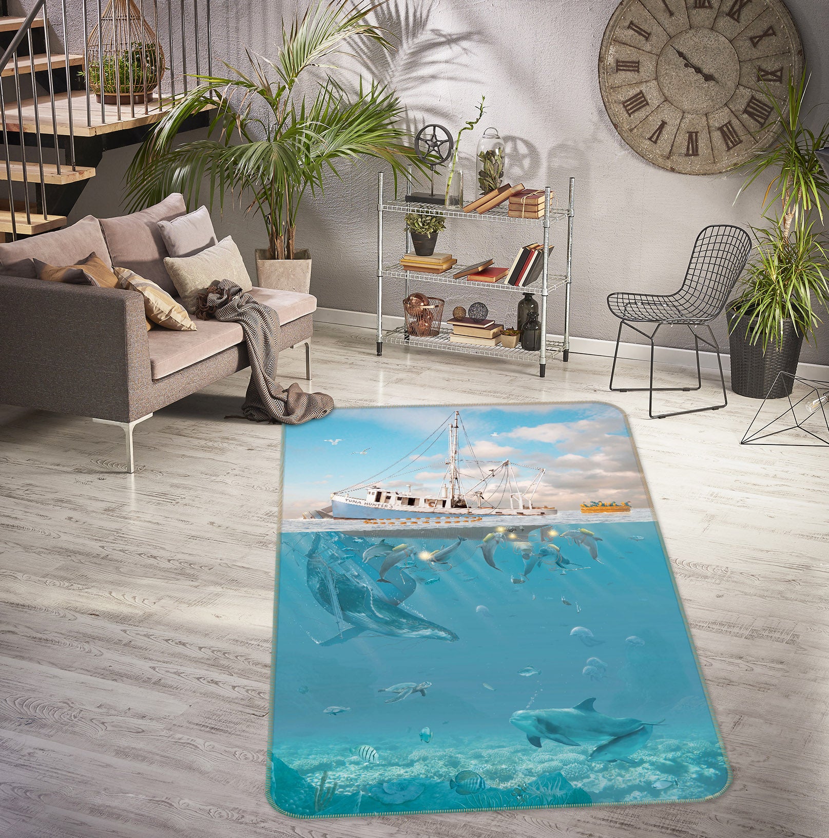 3D Rage Of The Dolphin 1060 Vincent Hie Rug Non Slip Rug Mat