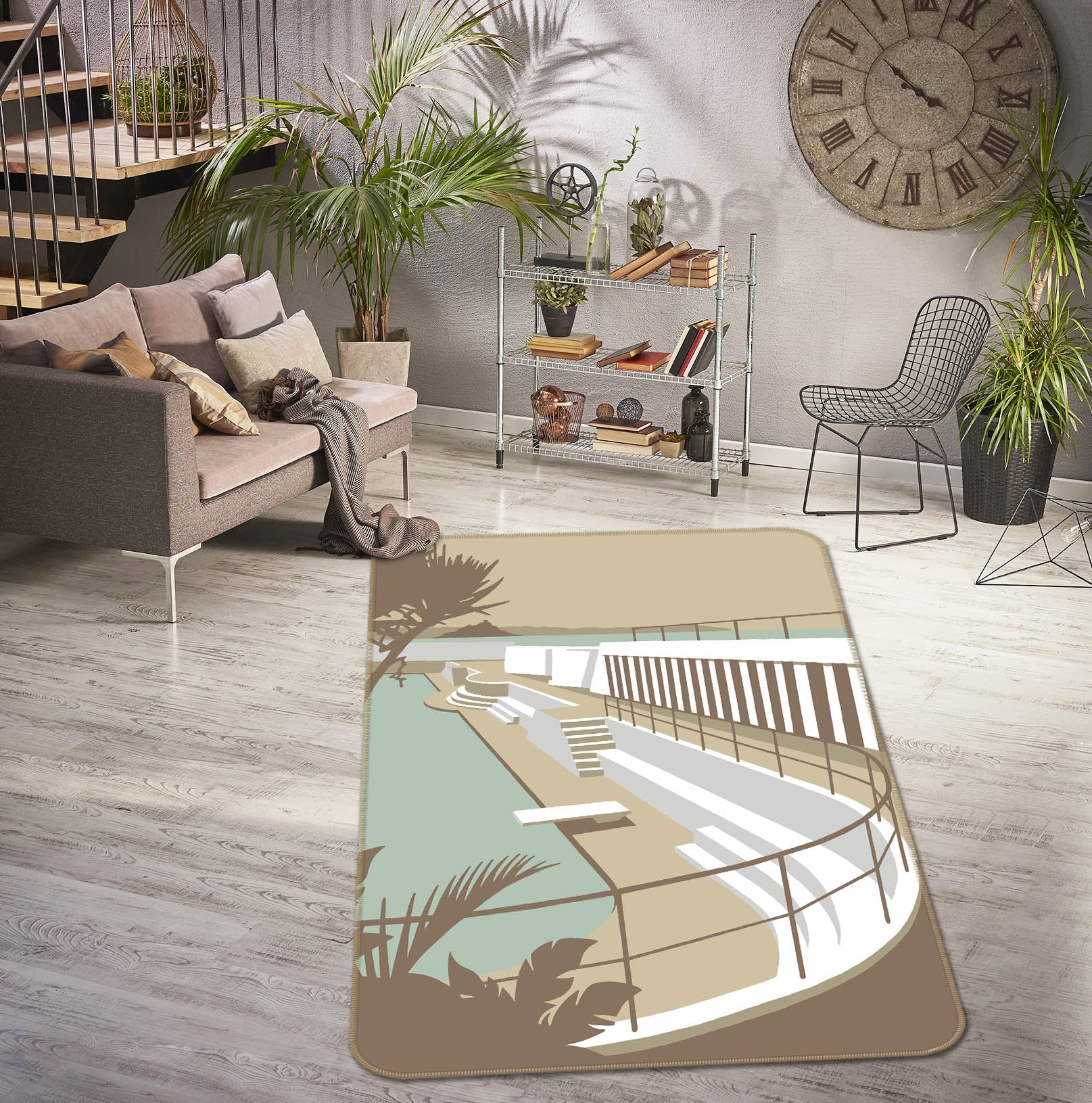 3D Penzance Pool 1130 Steve Read Rug Non Slip Rug Mat