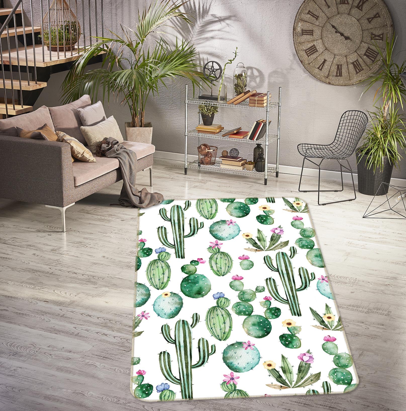 3D Cactus Flower 165 Uta Naumann Rug Non Slip Rug Mat