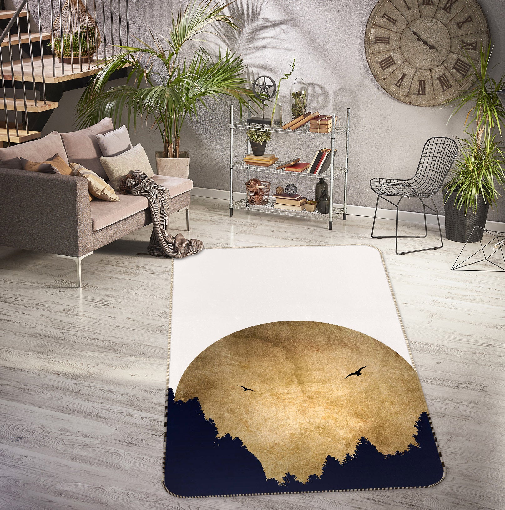 3D Moon Forest 1132 Boris Draschoff Rug Non Slip Rug Mat