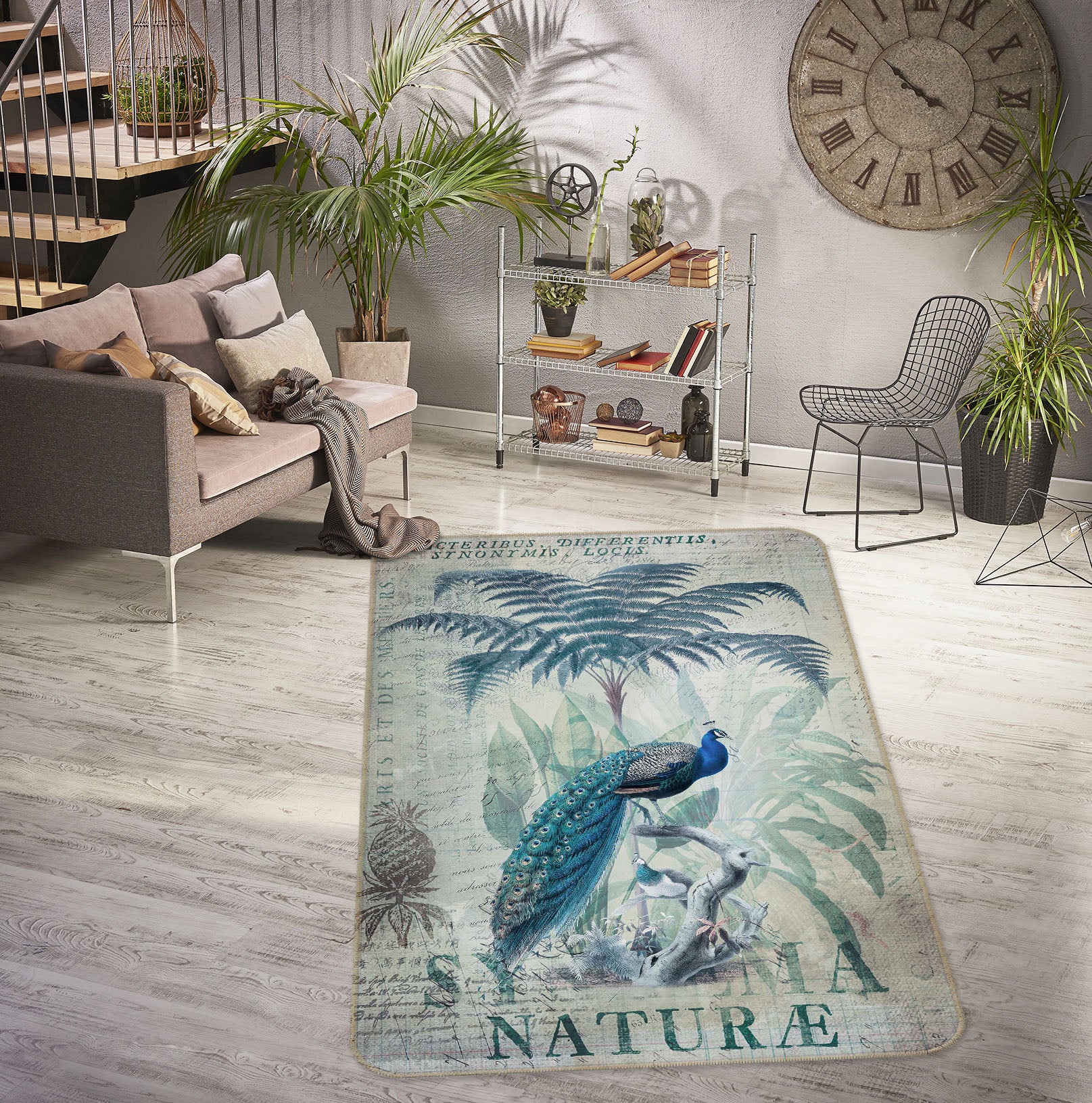 3D Wood Peacock 1027 Andrea haase Rug Non Slip Rug Mat