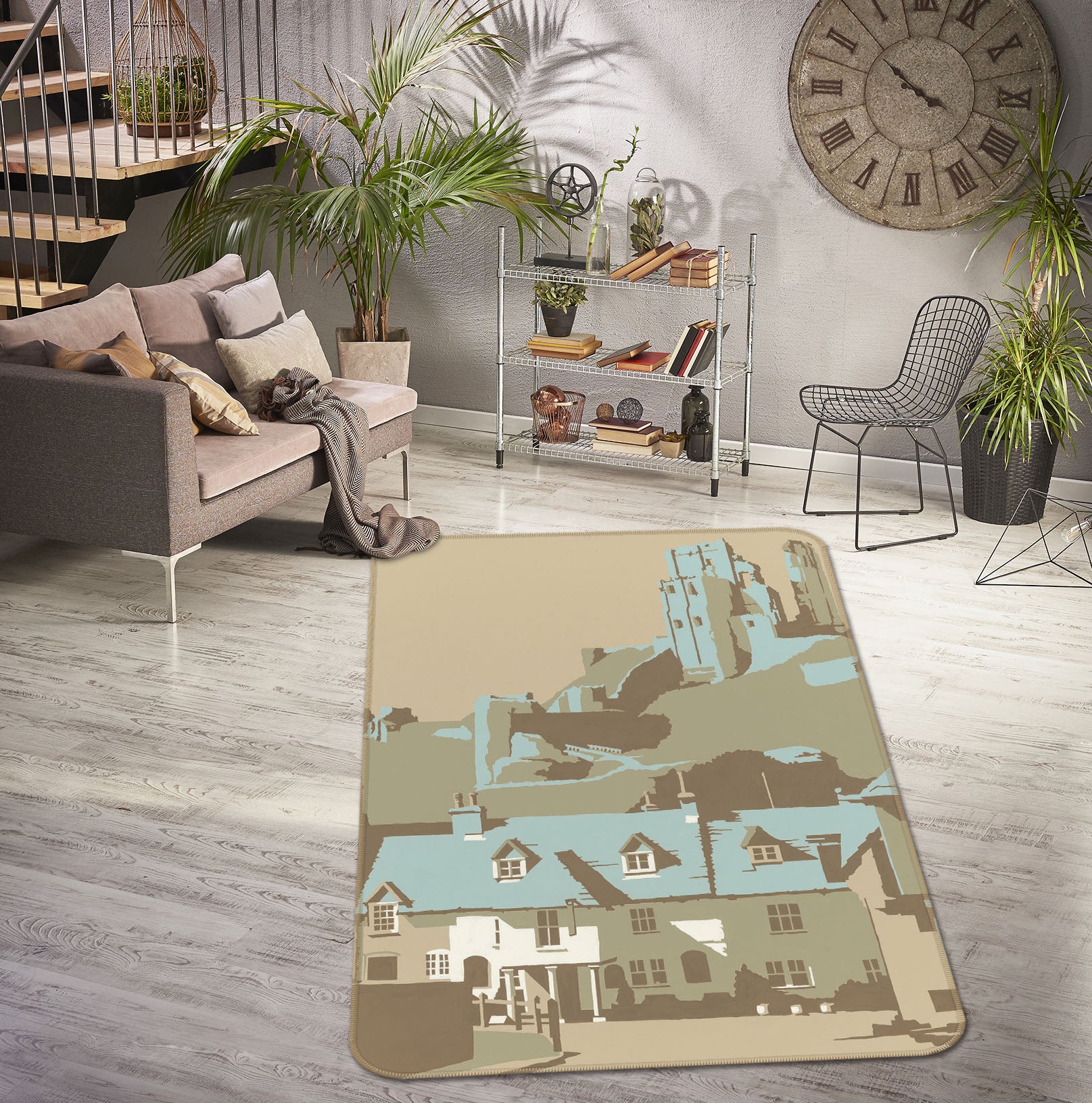 3D Corfe Castle 1112 Steve Read Rug Non Slip Rug Mat