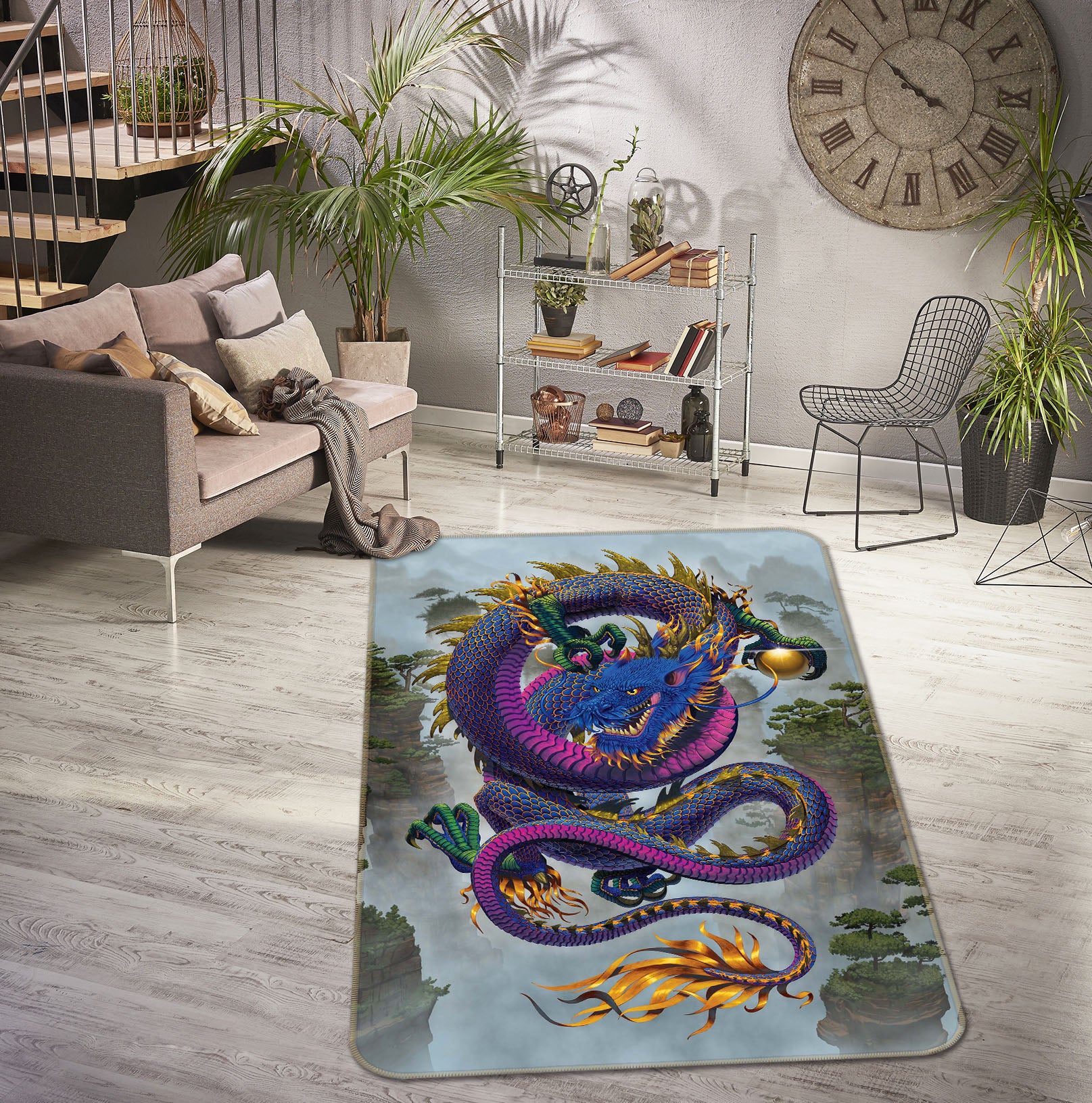 3D Good Fortune Dragon Def 1039 Vincent Hie Rug Non Slip Rug Mat