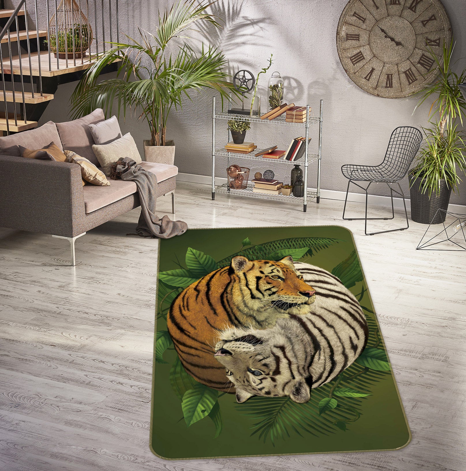 3D Tiger Yin Yang 1074 Vincent Hie Rug Non Slip Rug Mat