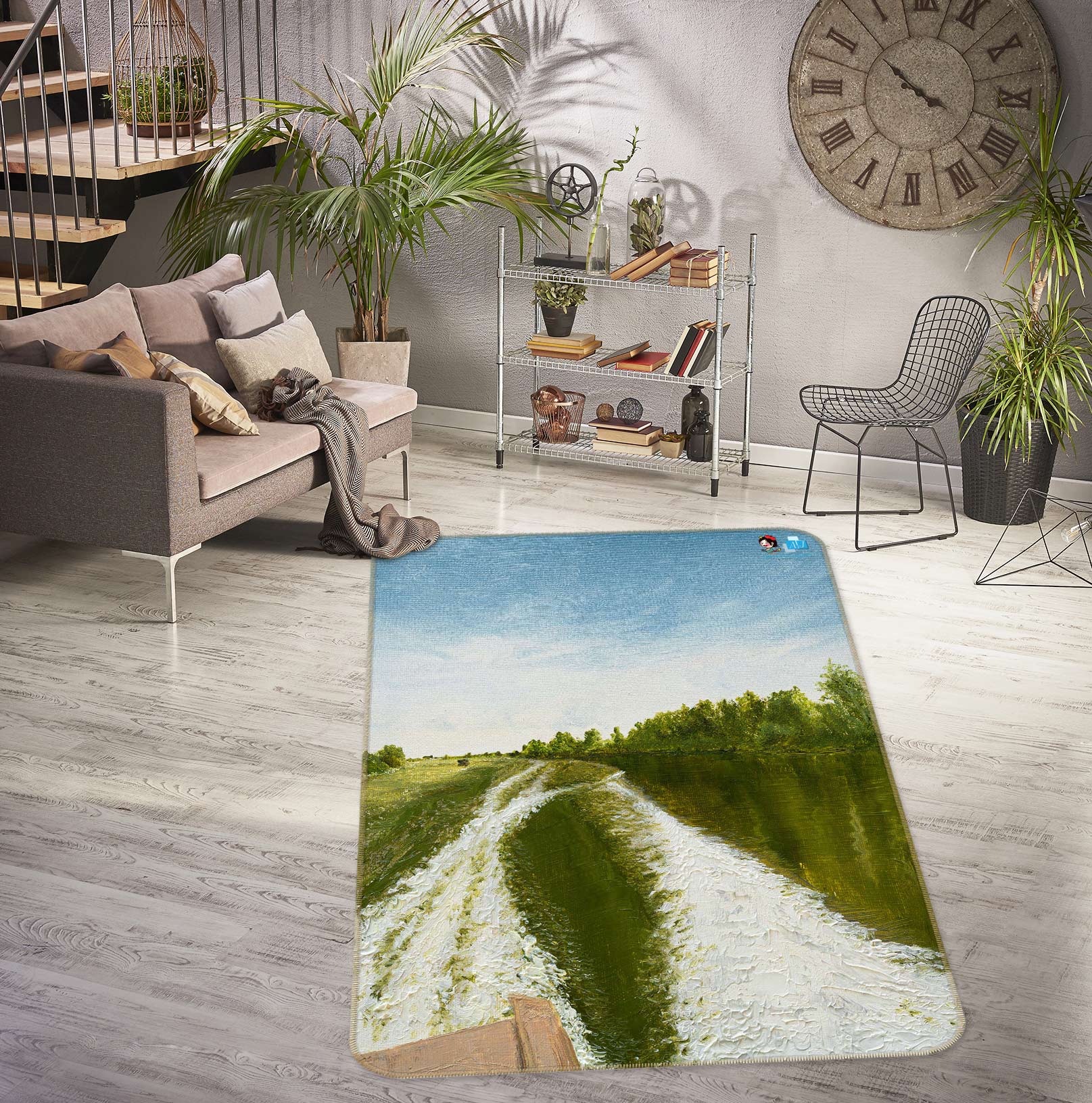 3D River Woods 1894 Marina Zotova Rug Non Slip Rug Mat