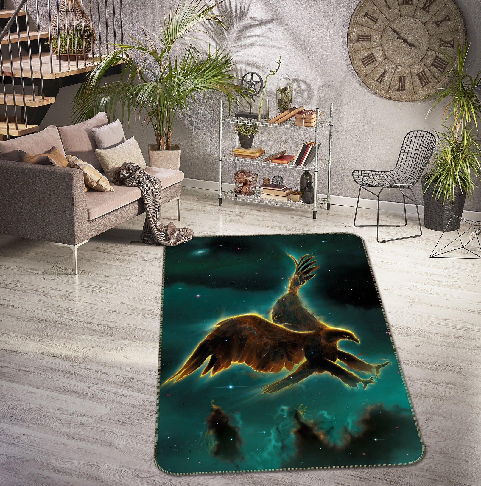 3D Eagle Galaxy 1034 Vincent Hie Rug Non Slip Rug Mat