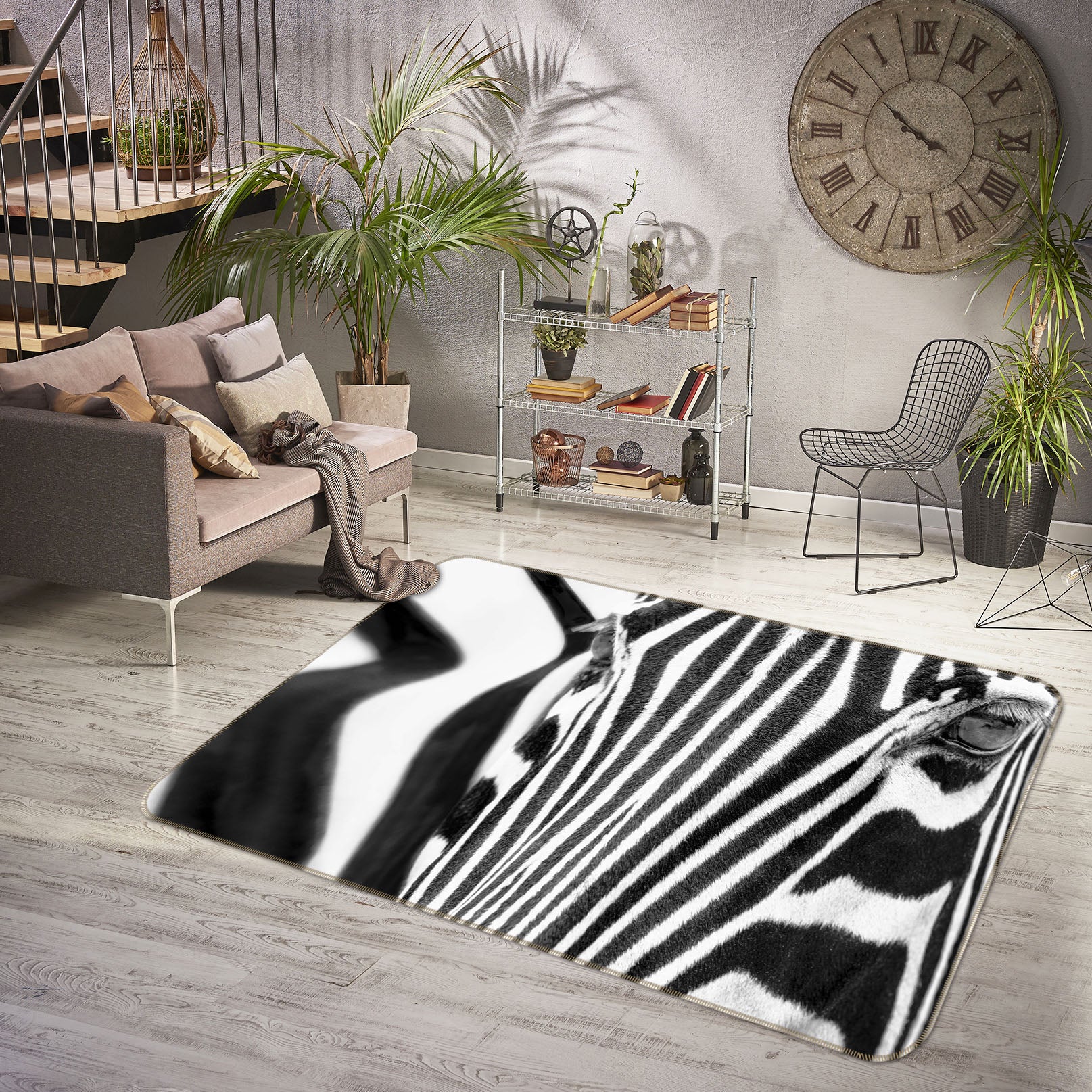 3D Zebra Pattern 1068 Marco Carmassi Rug Non Slip Rug Mat