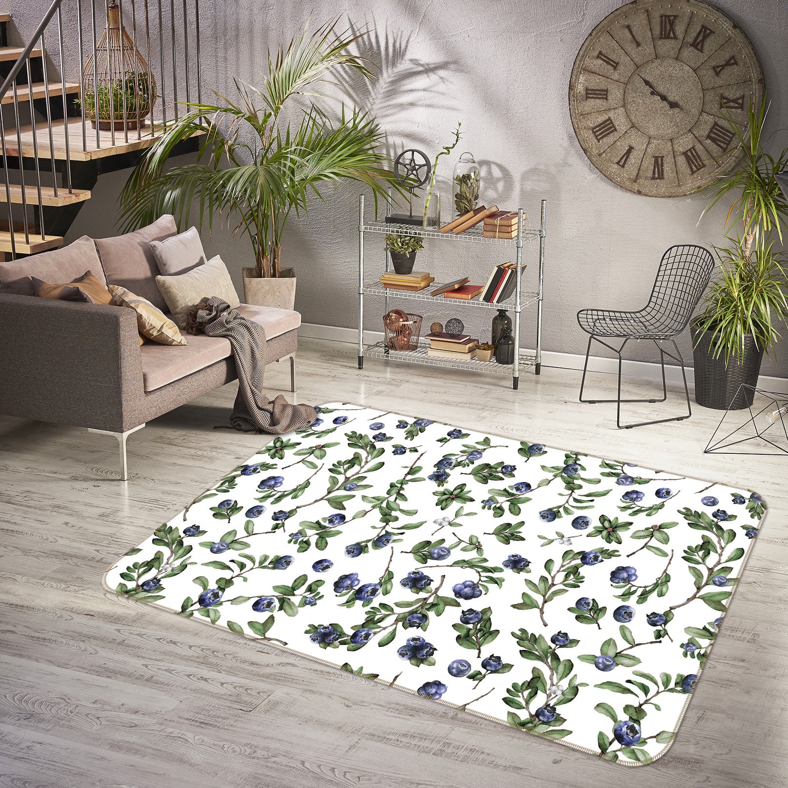 3D Small Blueberries 121 Uta Naumann Rug Non Slip Rug Mat