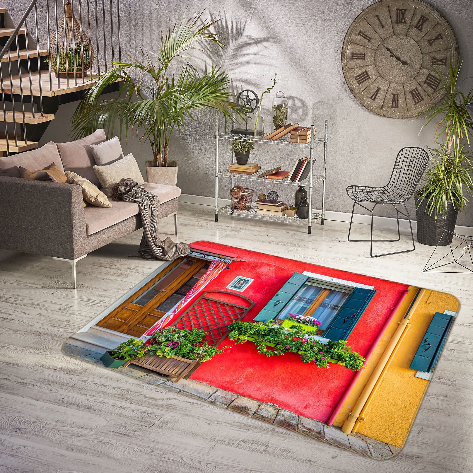3D Red Wall 1189 Marco Carmassi Rug Non Slip Rug Mat