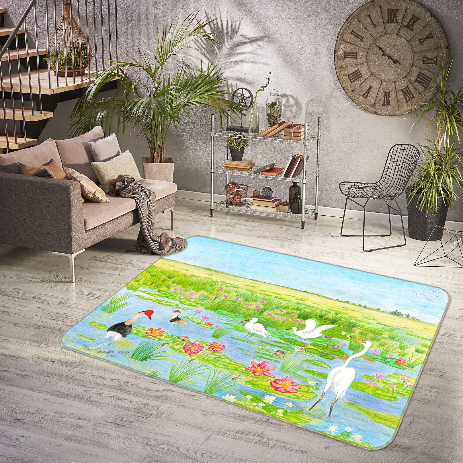 3D Spring Pond 1507 Michael Sewell Rug Non Slip Rug Mat