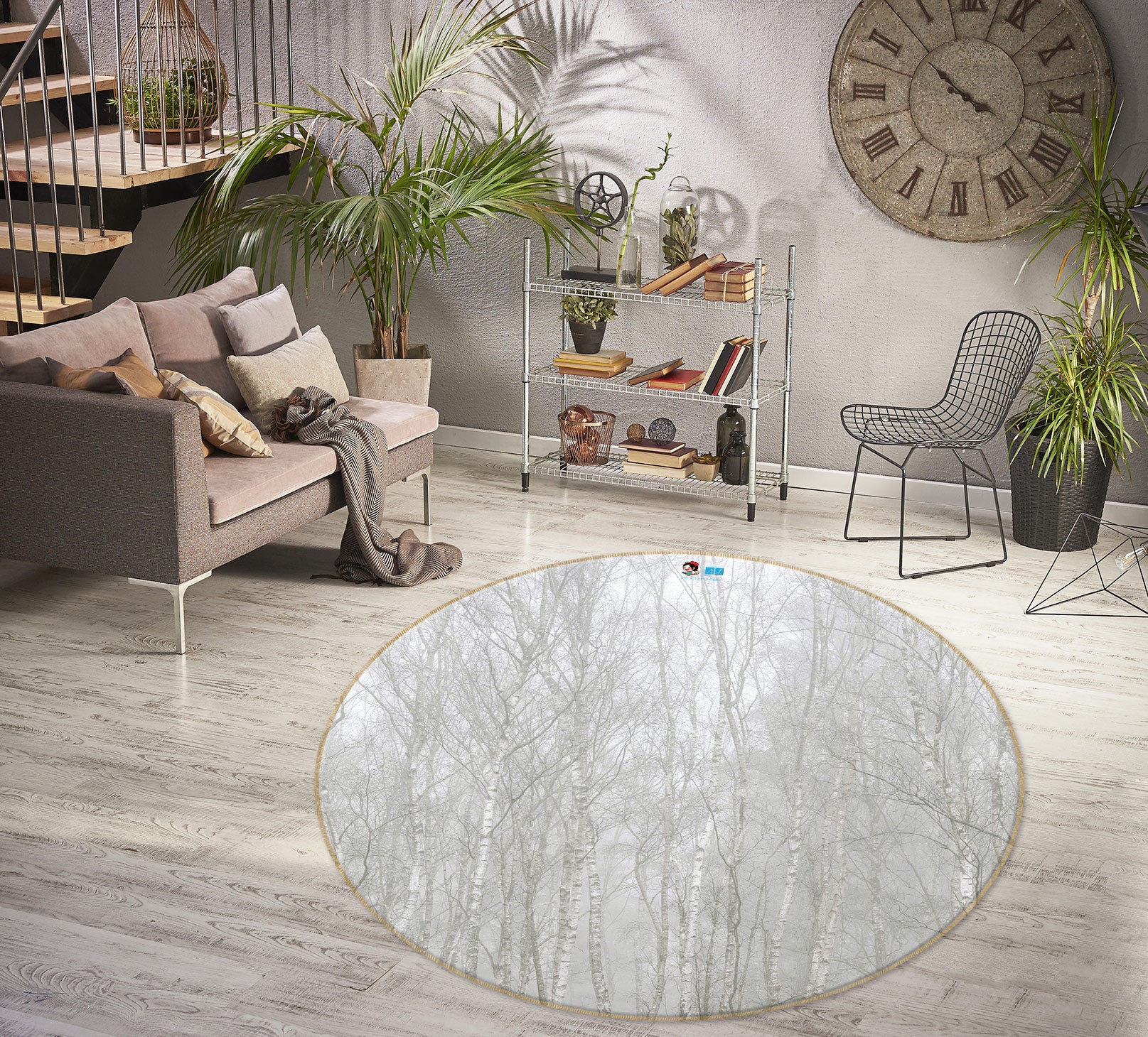 3D Forest Branches 7582 Assaf Frank Rug Round Non Slip Rug Mat