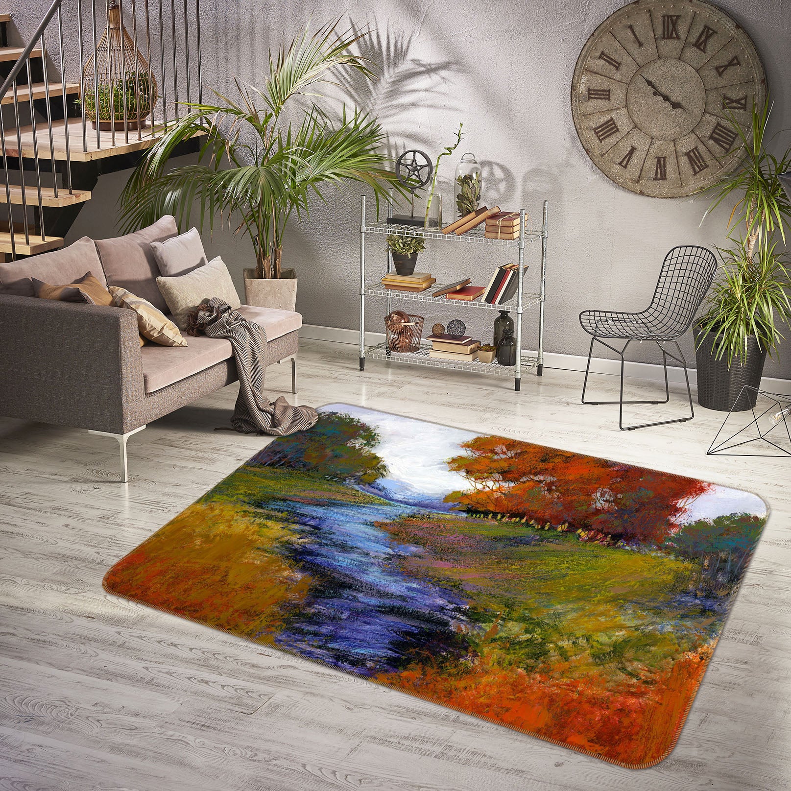 3D Clear River 1044 Michael Tienhaara Rug Non Slip Rug Mat