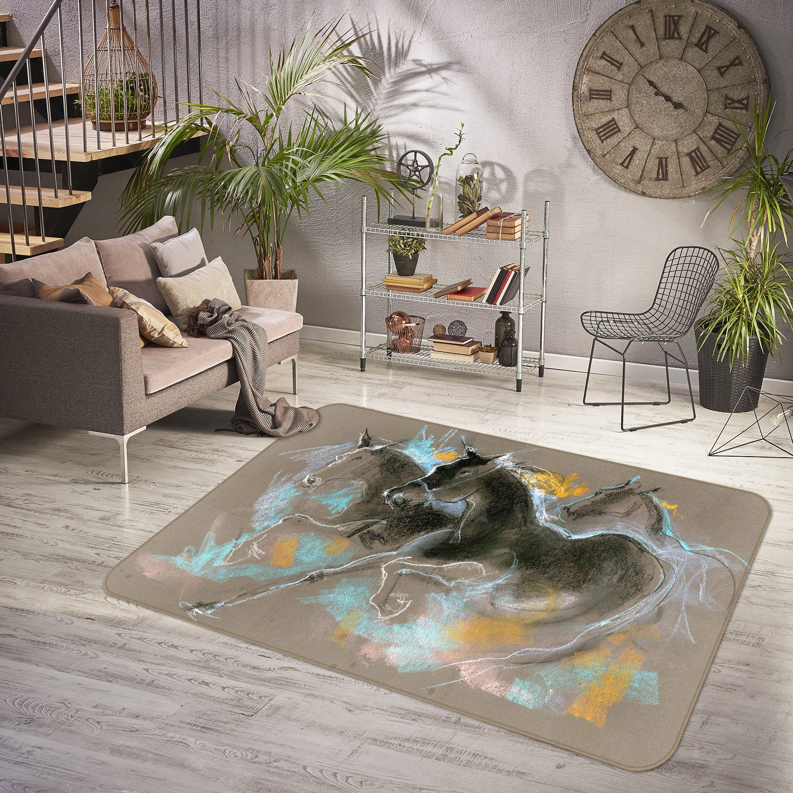 3D Running Horse 1013 Anne Farrall Doyle Rug Non Slip Rug Mat