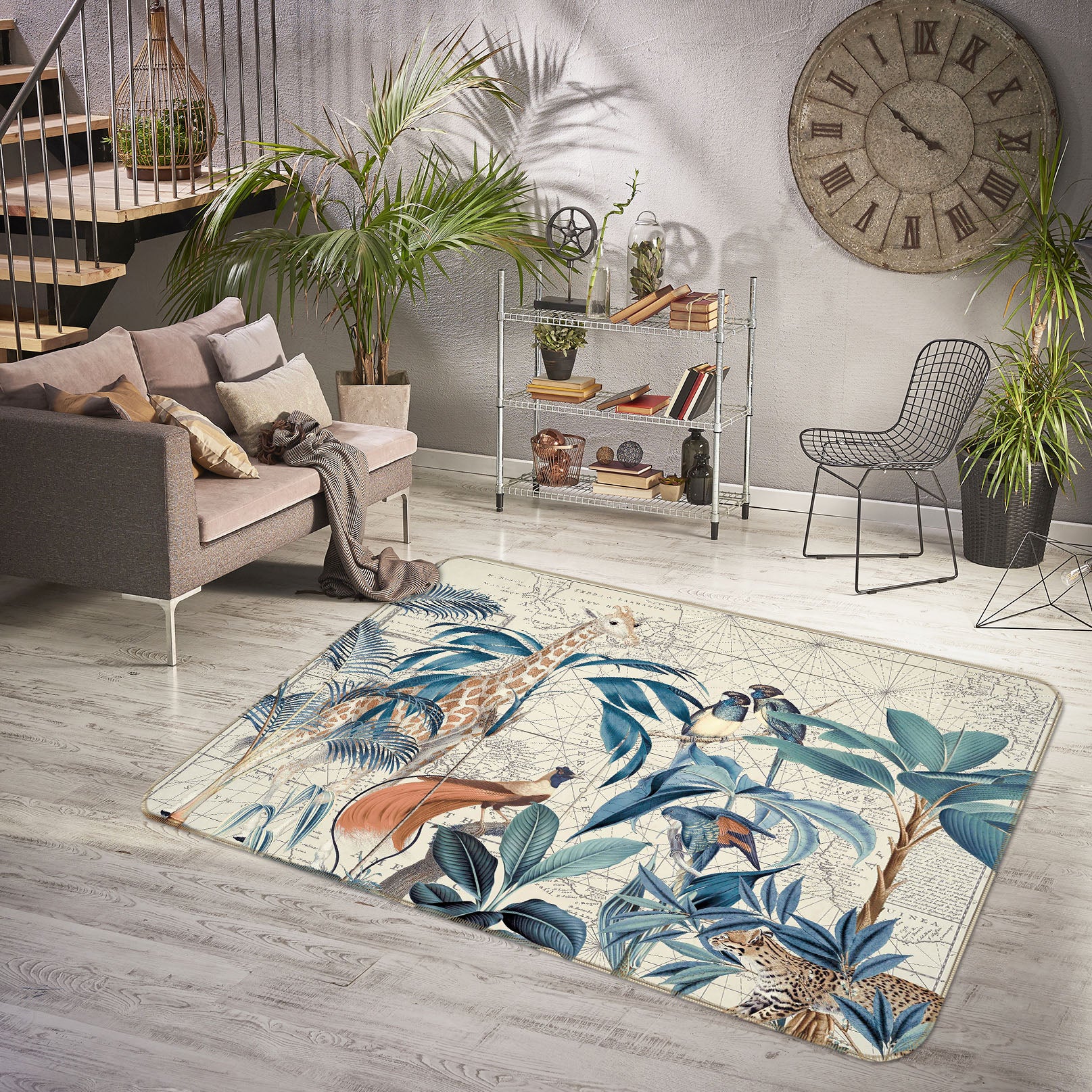 3D Palm Tree Map 1046 Andrea haase Rug Non Slip Rug Mat