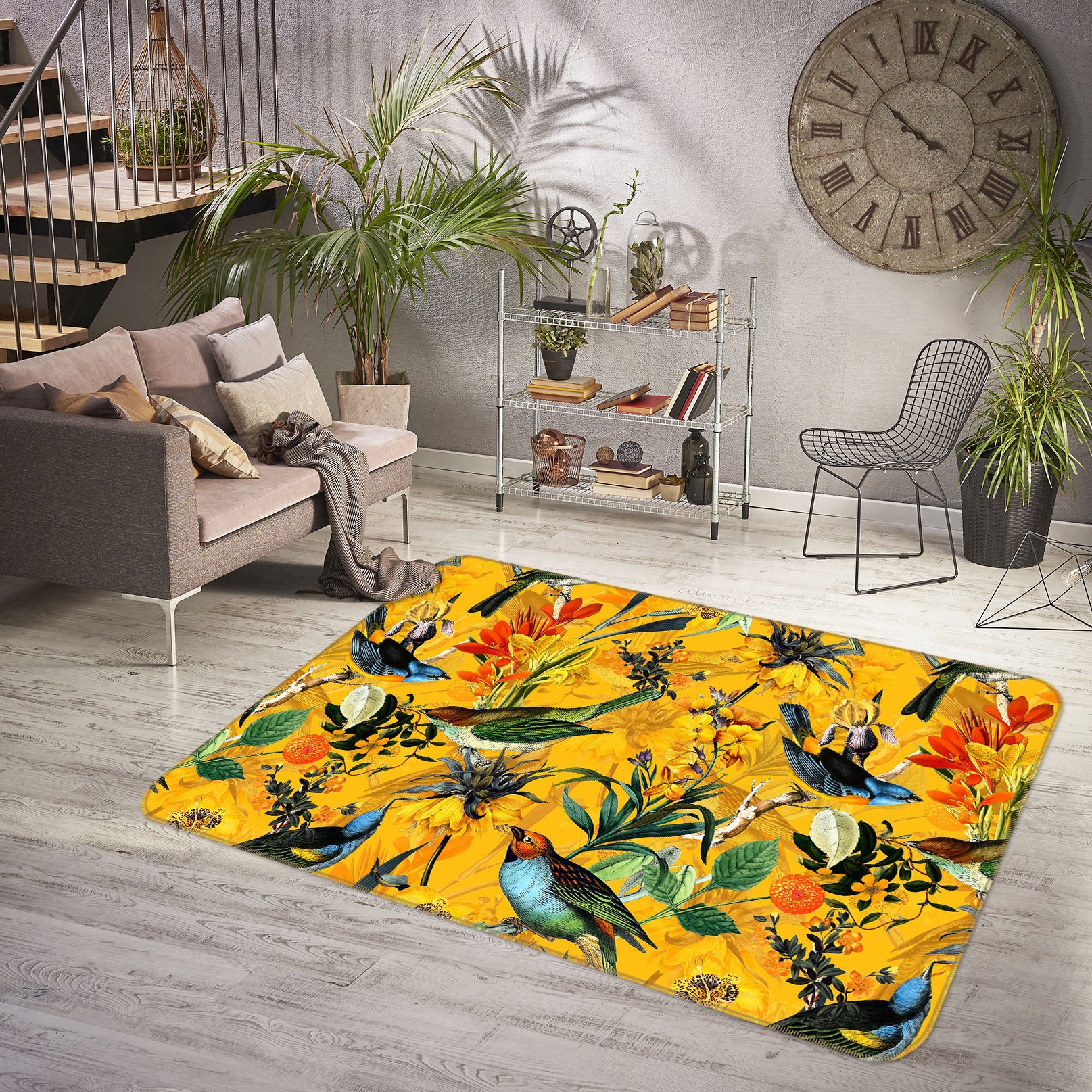 3D Yellow Flowers 113 Uta Naumann Rug Non Slip Rug Mat