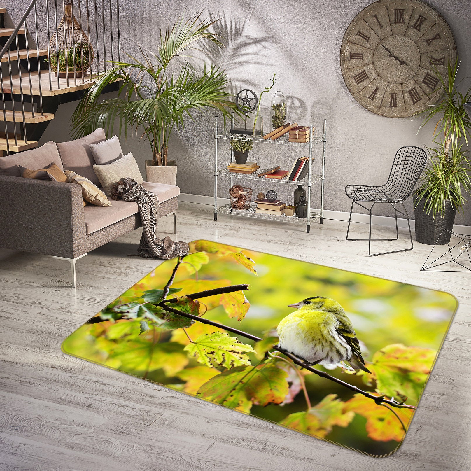 3D Yellow Bird 019 Animal Non Slip Rug Mat