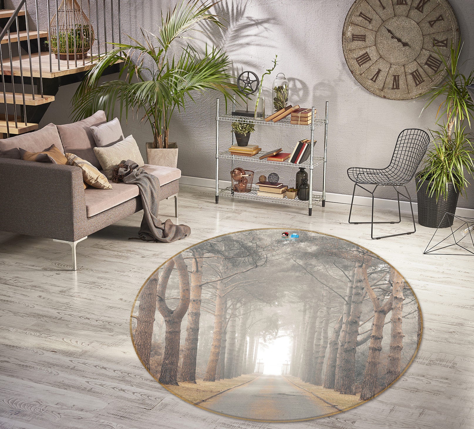 3D Tree Branch 7583 Assaf Frank Rug Round Non Slip Rug Mat