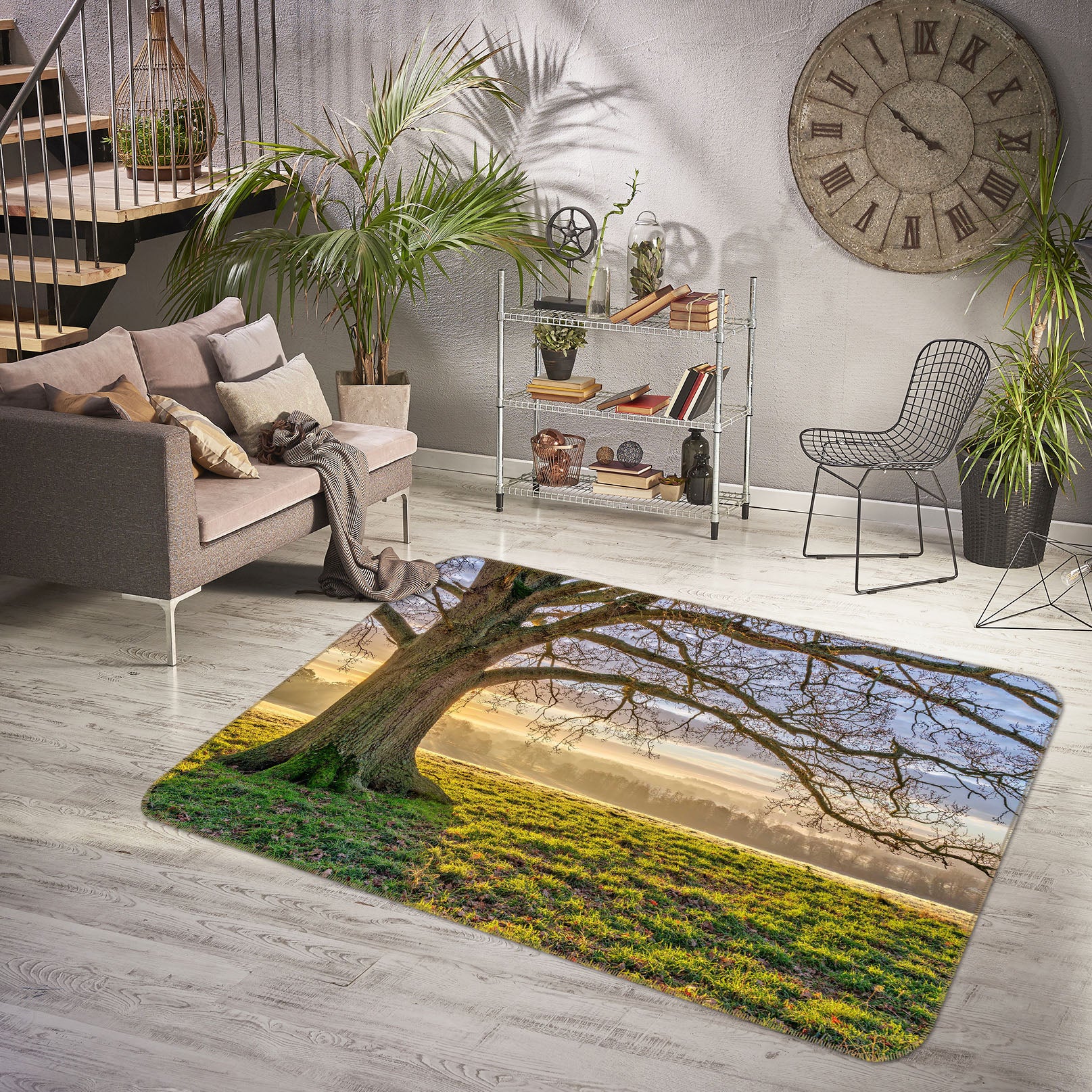 3D Prairie Mountain 169 Assaf Frank Rug Non Slip Rug Mat