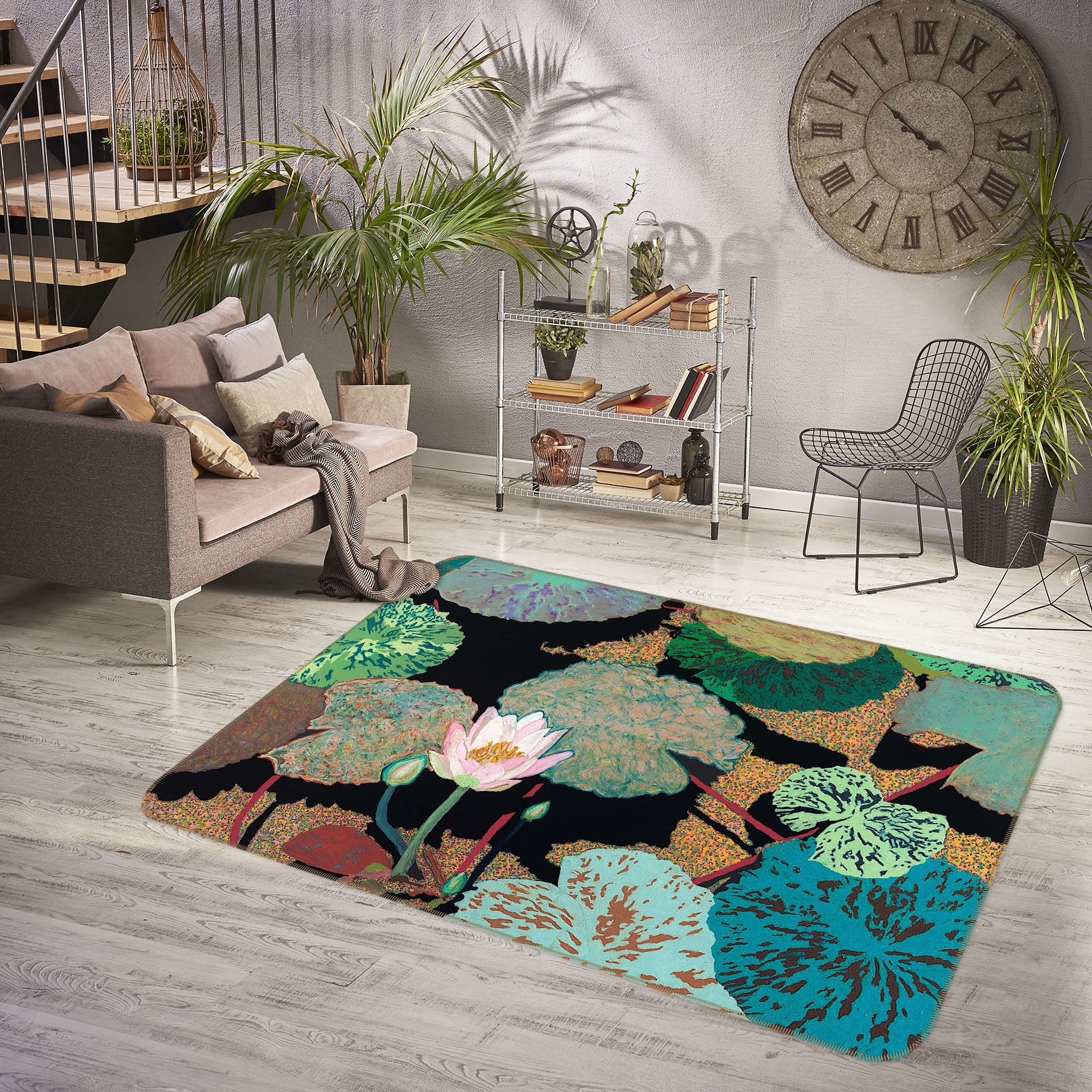 3D Pink Lotus 1120 Allan P. Friedlander Rug Non Slip Rug Mat