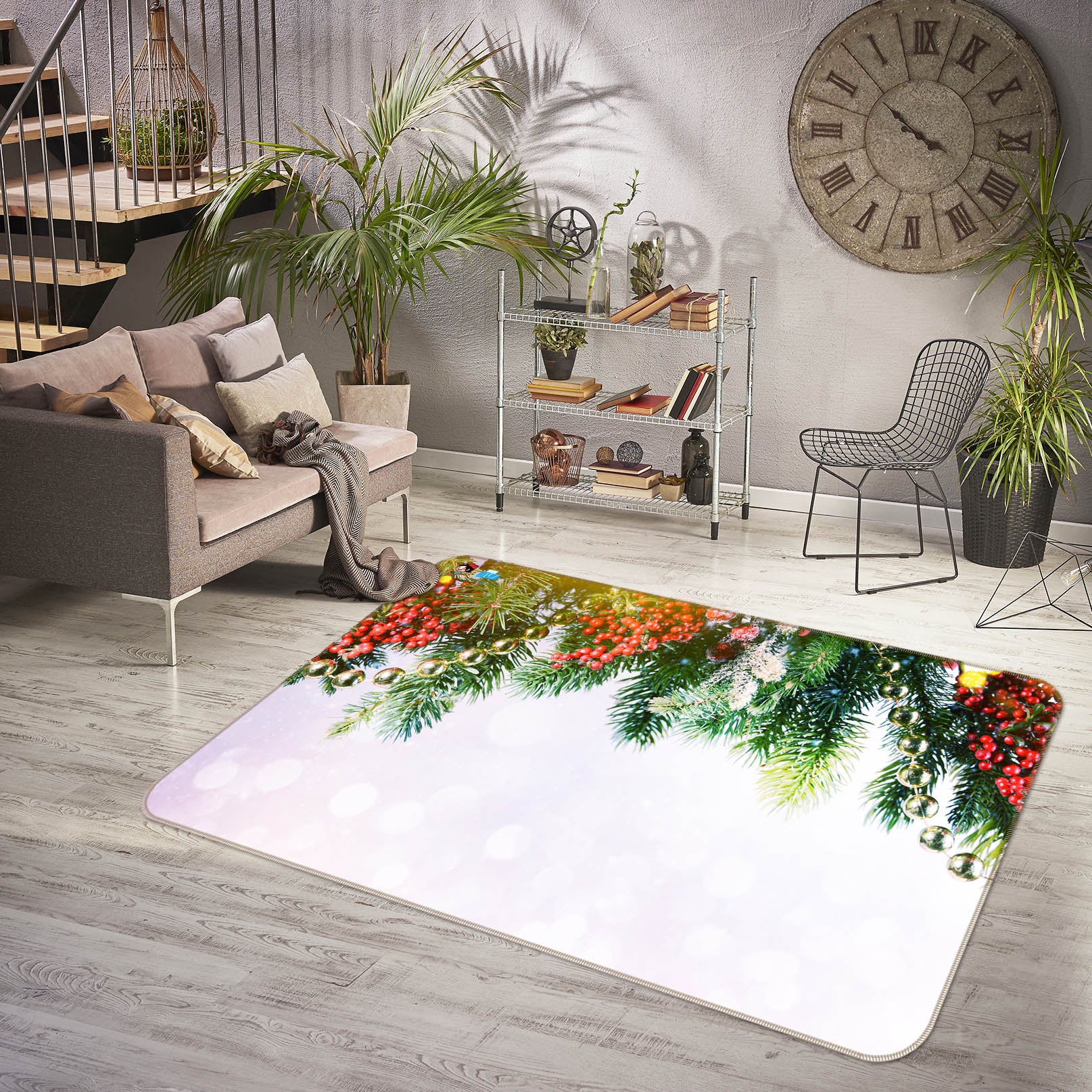 3D Branches 56233 Christmas Non Slip Rug Mat Xmas