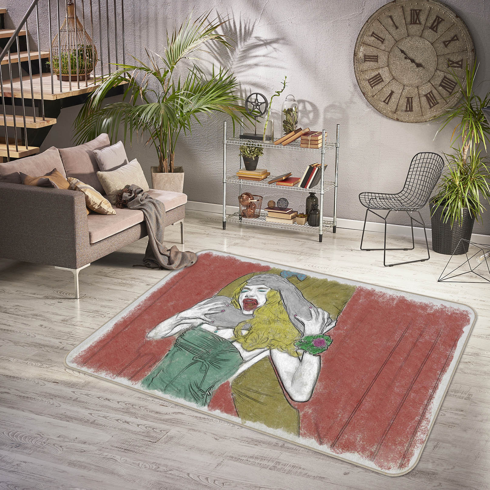 3D Long Haired Girl 1008 Marco Cavazzana Rug Non Slip Rug Mat