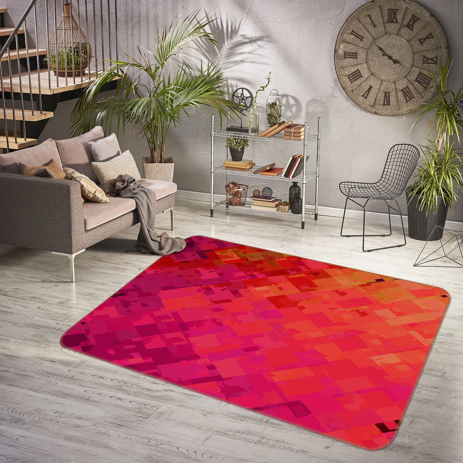 3D Orange Red Graffiti 1006 Shandra Smith Rug Non Slip Rug Mat