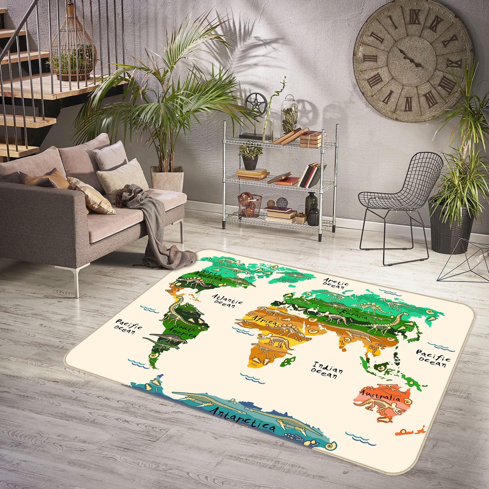 3D World Territory 280 World Map Non Slip Rug Mat