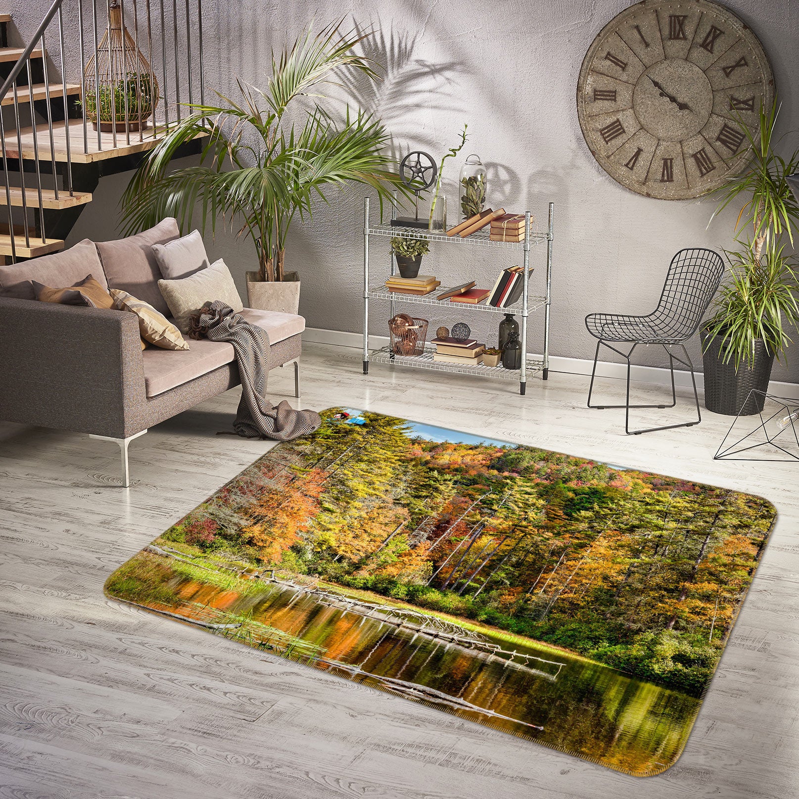 3D Mountain Trees 5147 Beth Sheridan Rug Non Slip Rug Mat
