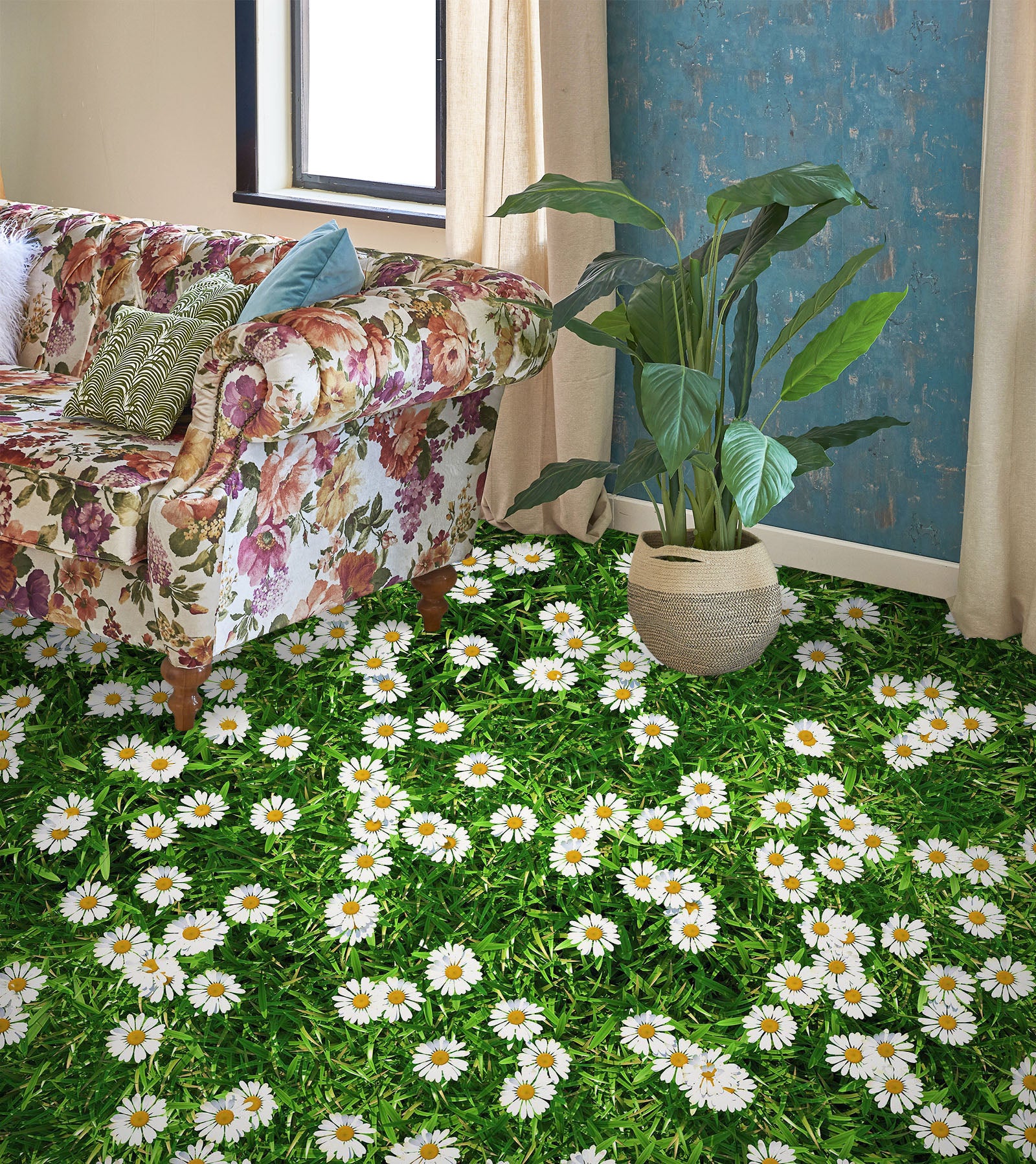 3D Fresh White Daisies 021 Floor Mural  Wallpaper Murals Rug & Mat Print Epoxy waterproof bath floor