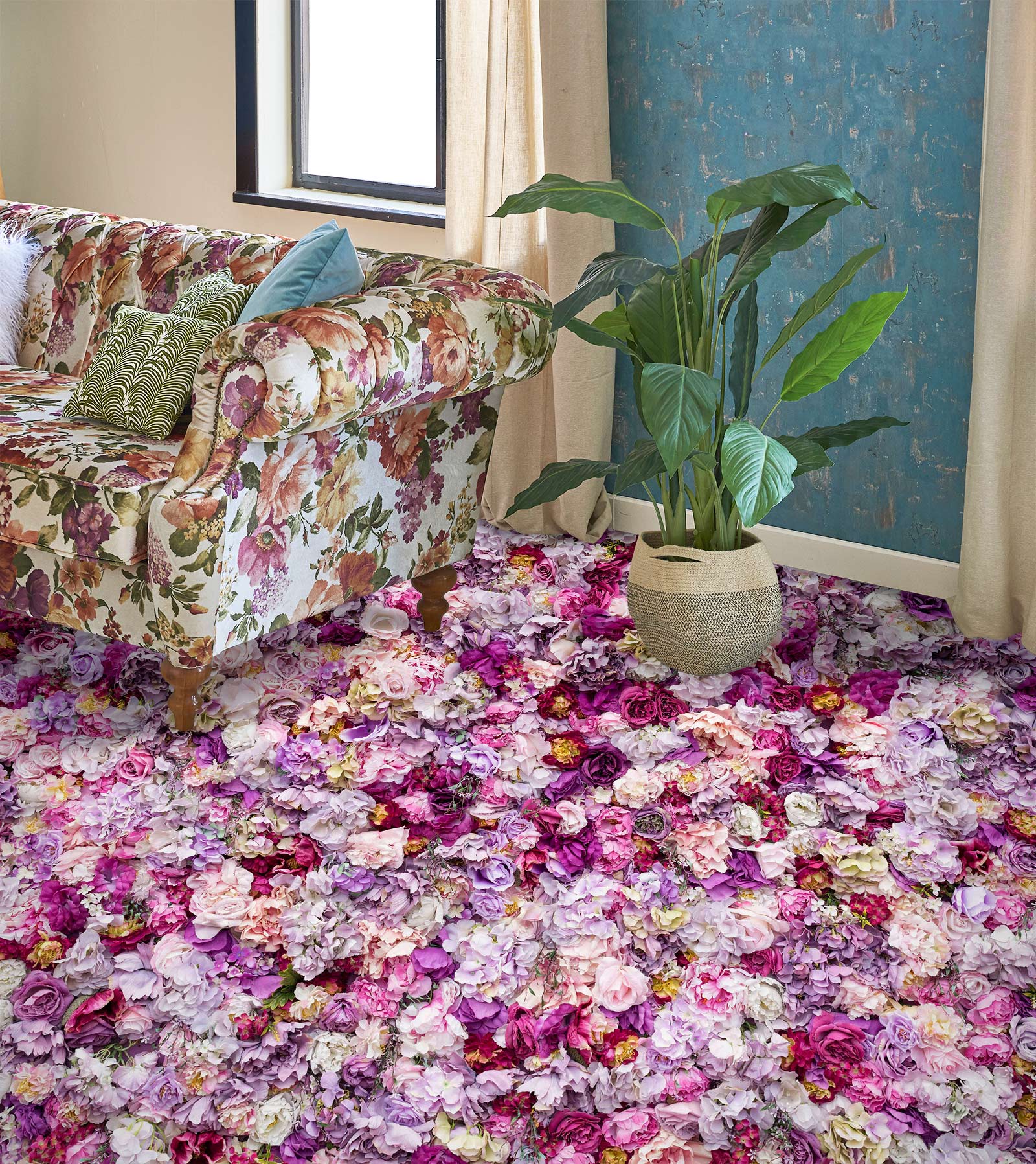 3D Dreamy Purple Flowers 093 Floor Mural  Wallpaper Murals Rug & Mat Print Epoxy waterproof bath floor