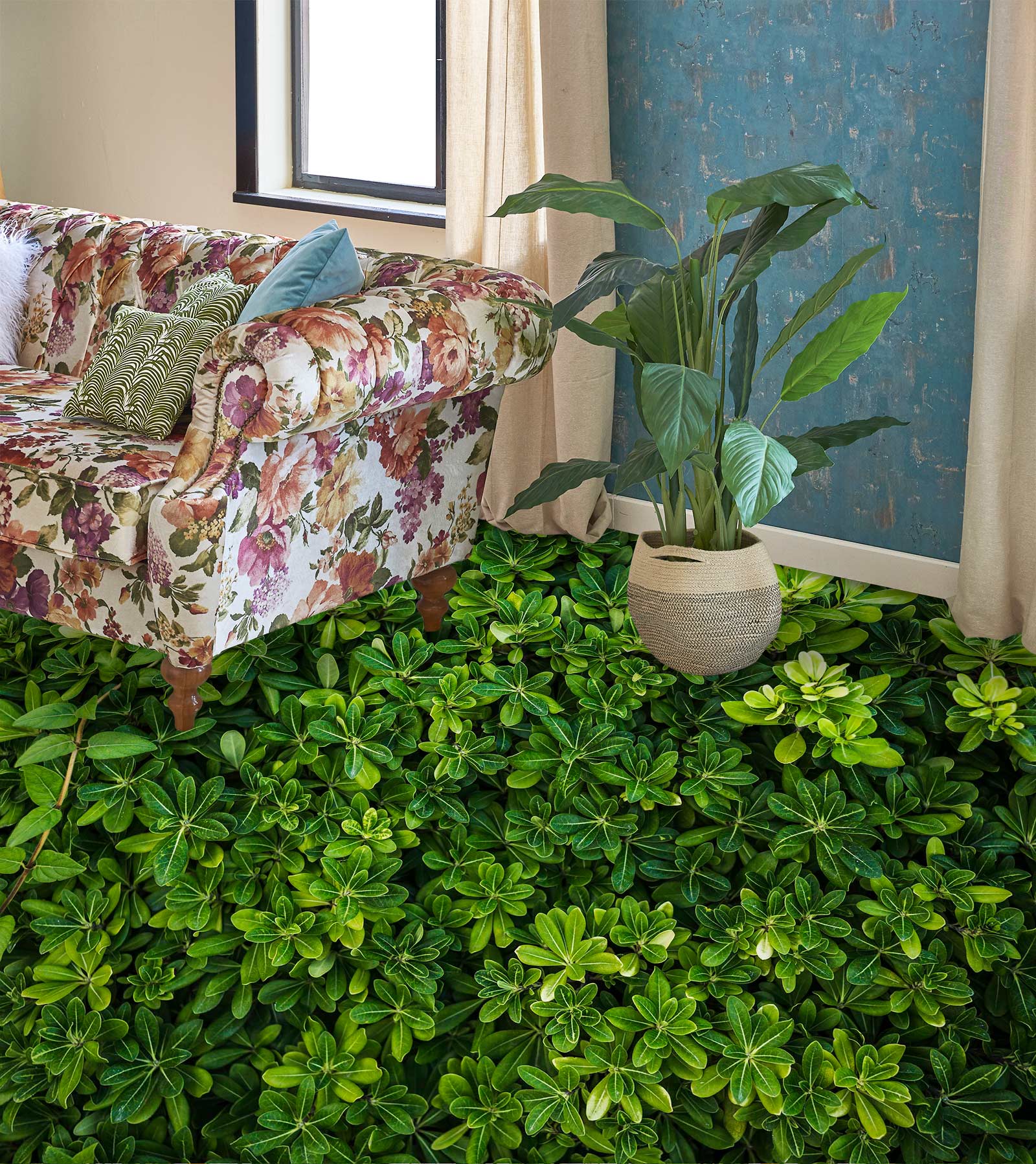 3D Summer Green Leaves 1189 Floor Mural  Wallpaper Murals Self-Adhesive Removable Print Epoxy