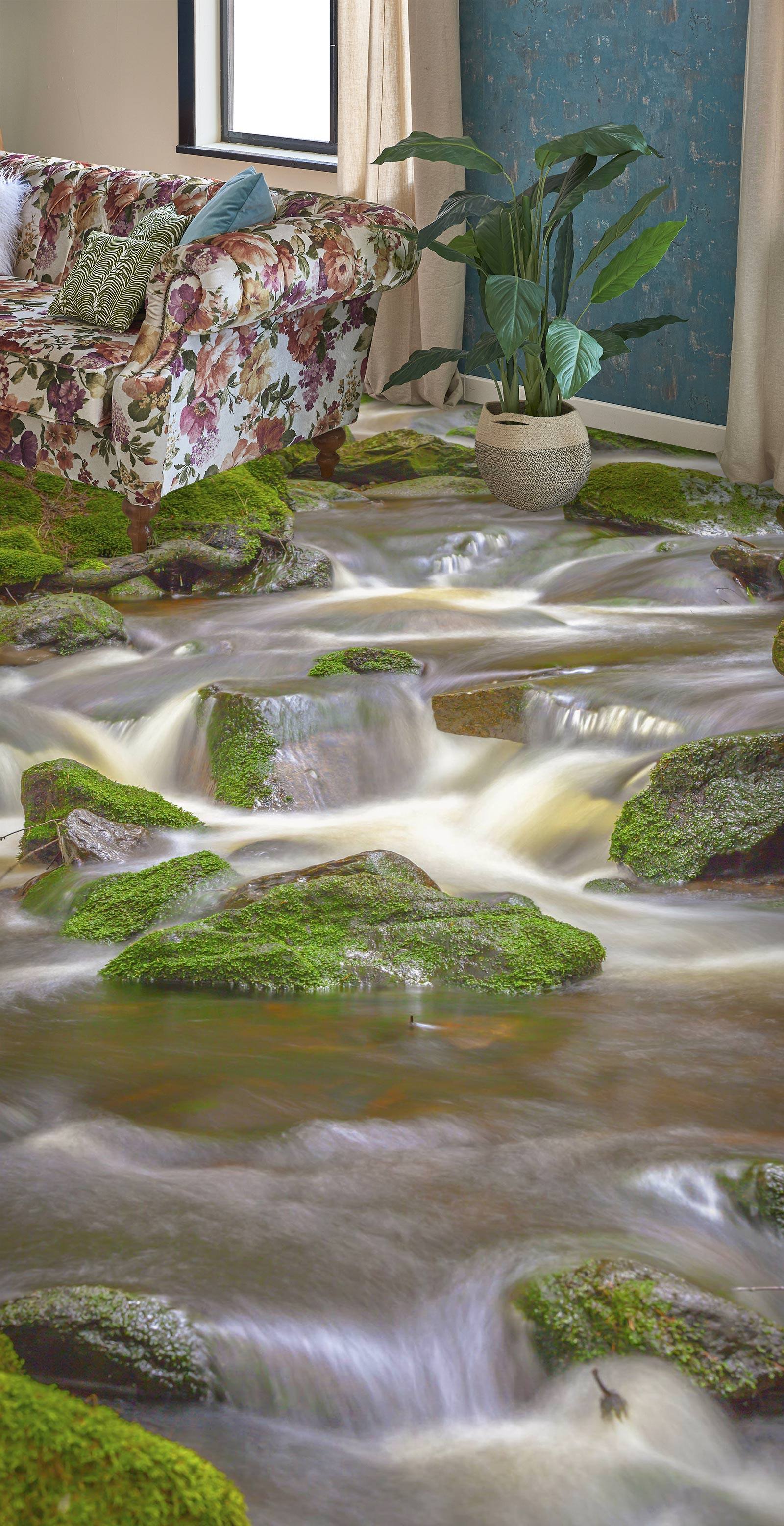 3D Yellowish Small Waterfall 700 Floor Mural  Wallpaper Murals Rug & Mat Print Epoxy waterproof bath floor