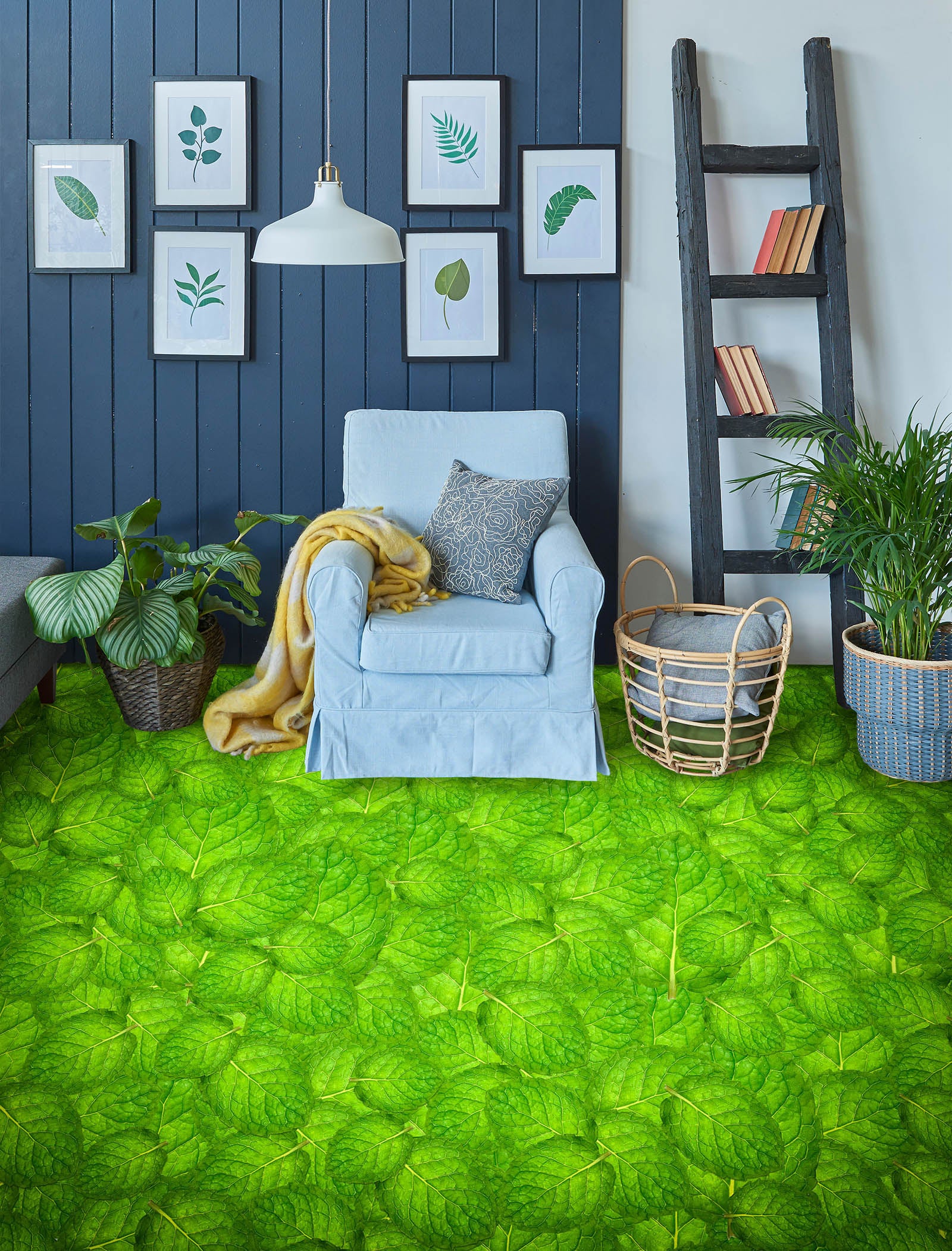 3D Bright Green Leaves 539 Floor Mural  Wallpaper Murals Rug & Mat Print Epoxy waterproof bath floor