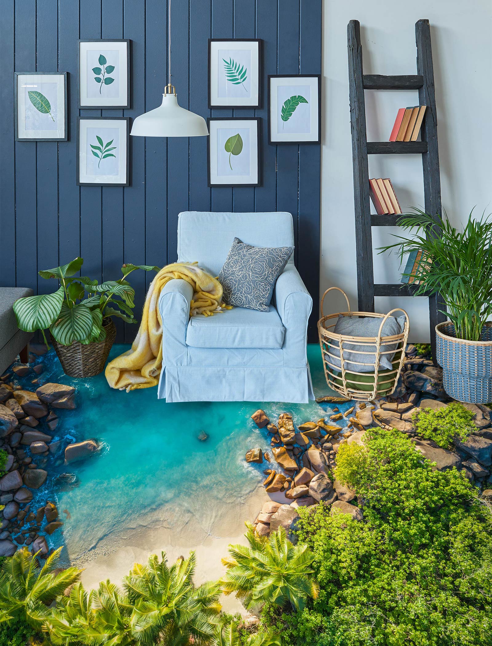 3D Blue Sea And Green Plants 156 Floor Mural  Wallpaper Murals Rug & Mat Print Epoxy waterproof bath floor