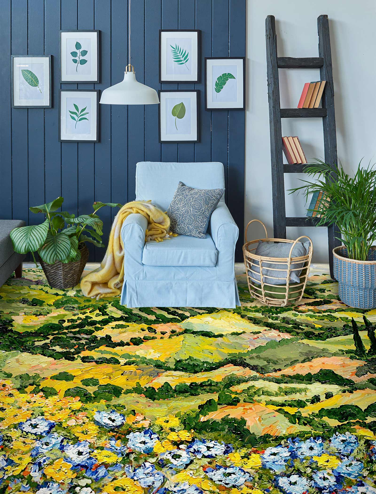 3D Flower Hillside Meadow Painting 9531 Allan P. Friedlander Floor Mural  Wallpaper Murals Self-Adhesive Removable Print Epoxy