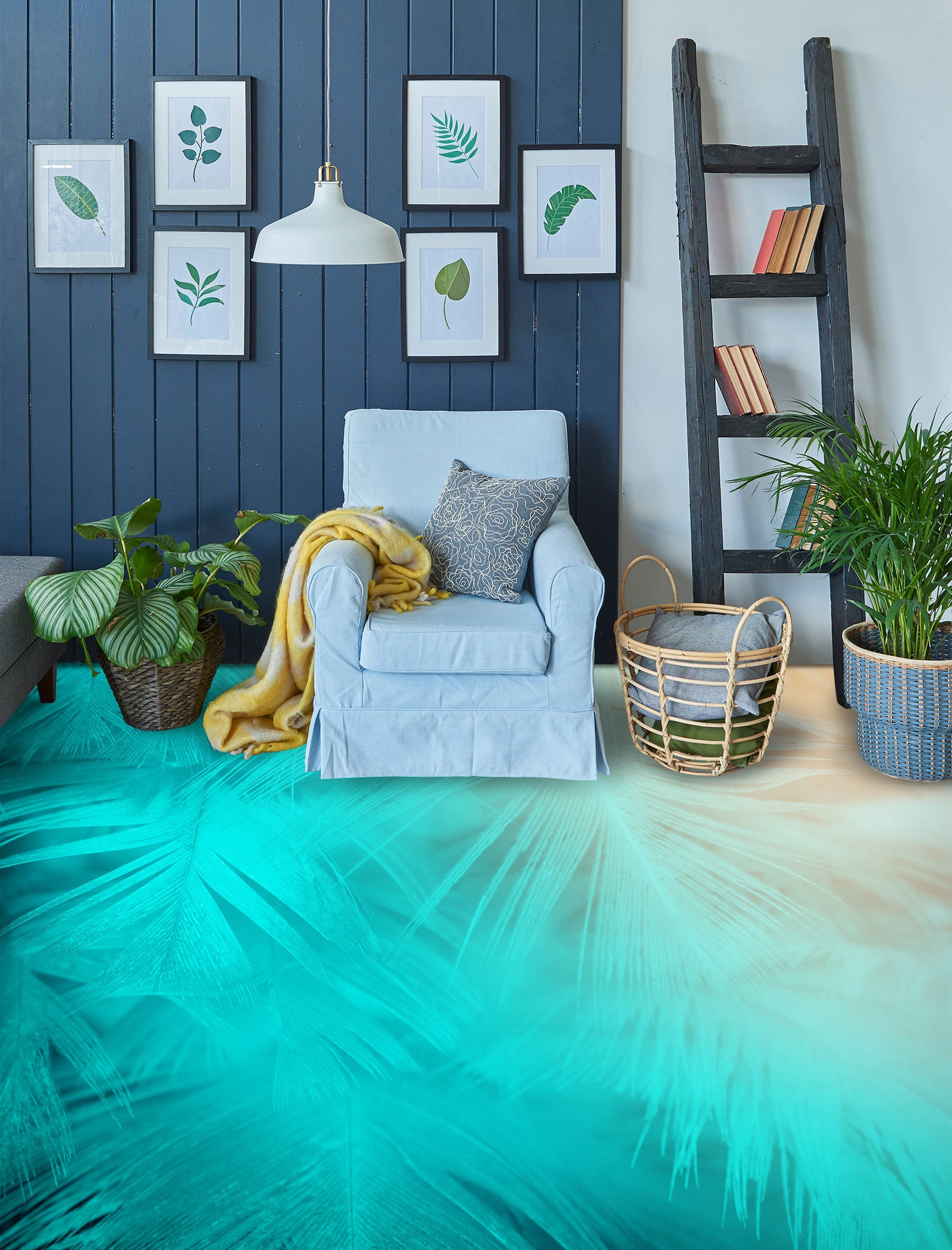 3D Dreamy Green Feathers 1116 Floor Mural  Wallpaper Murals Self-Adhesive Removable Print Epoxy