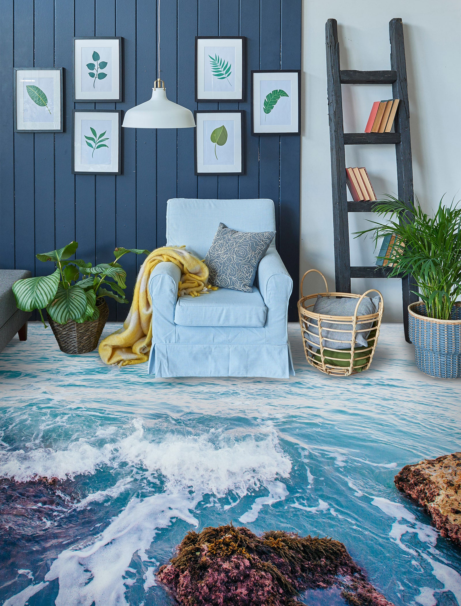 3D Light Blue Sea In Summer 1288 Floor Mural