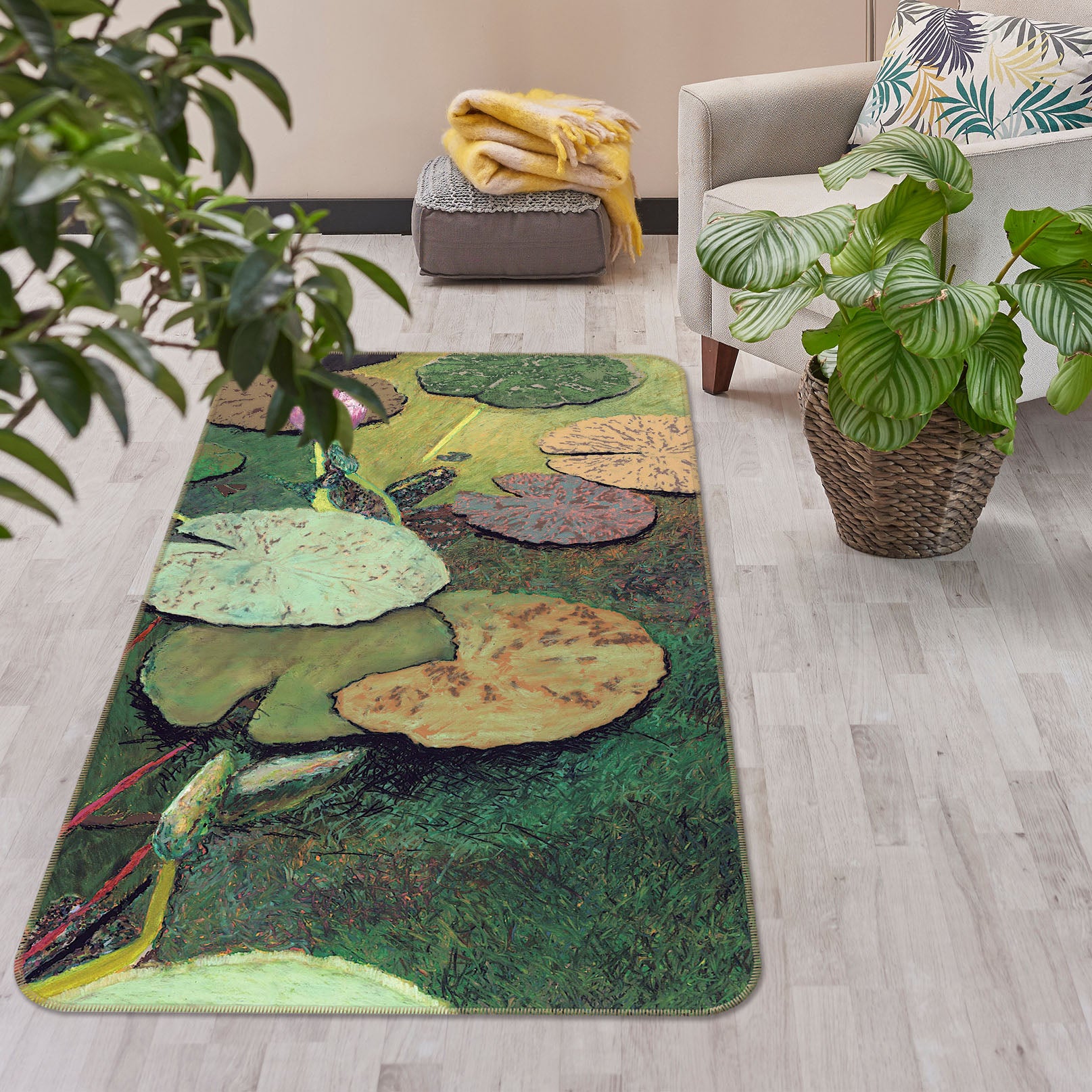 3D Lotus Leaf Painting 3032 Allan P. Friedlander Rug Non Slip Rug Mat