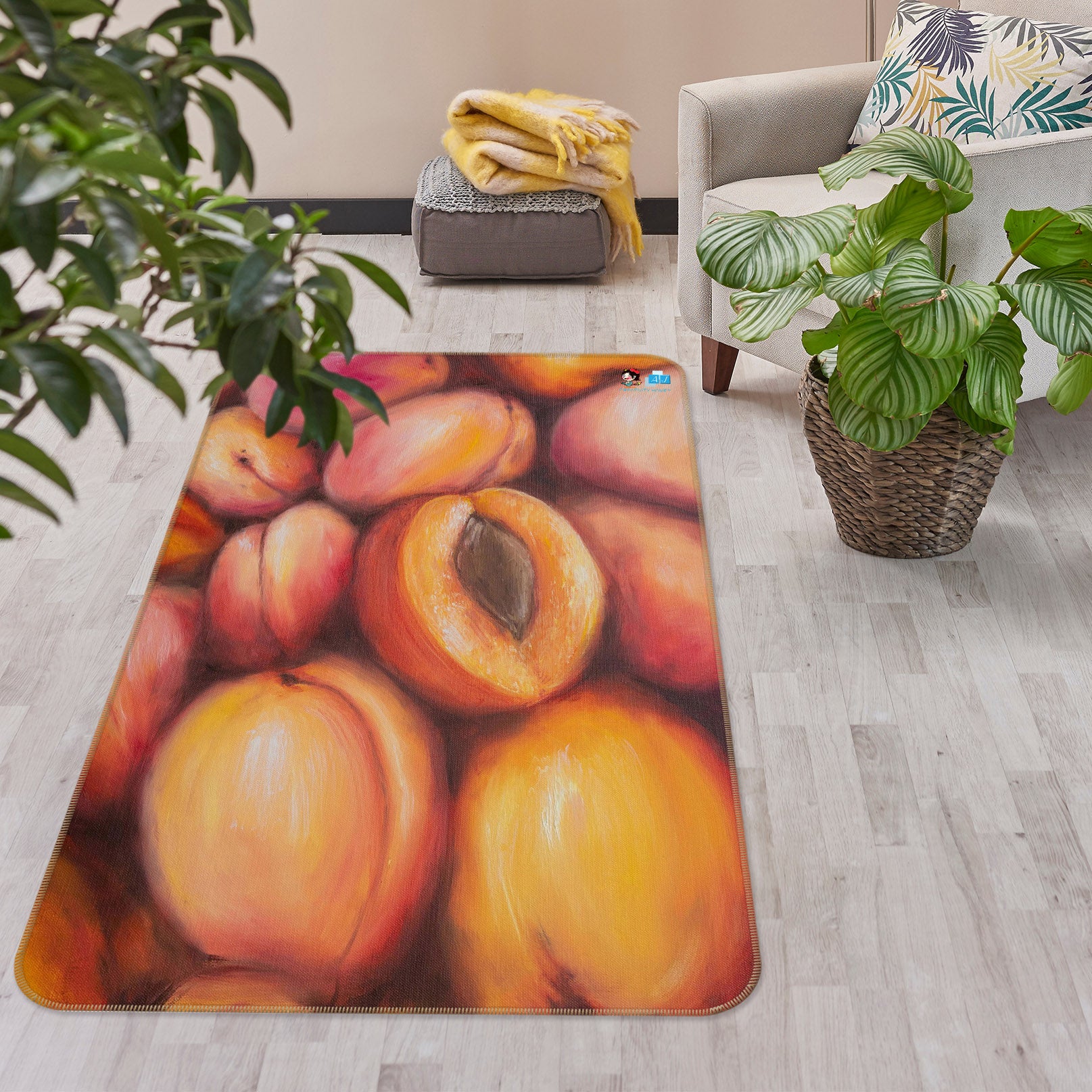 3D Peach 18118 Marina Zotova Rug Non Slip Rug Mat