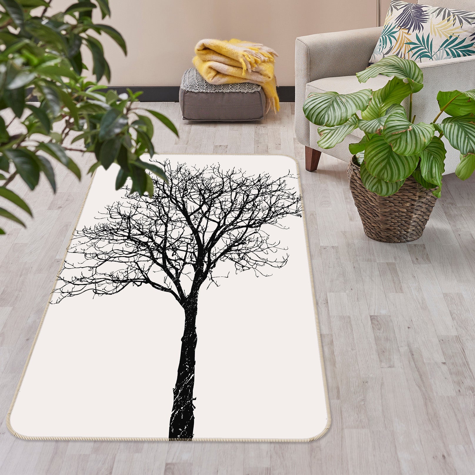 3D Black Birch 1013 Boris Draschoff Rug Non Slip Rug Mat