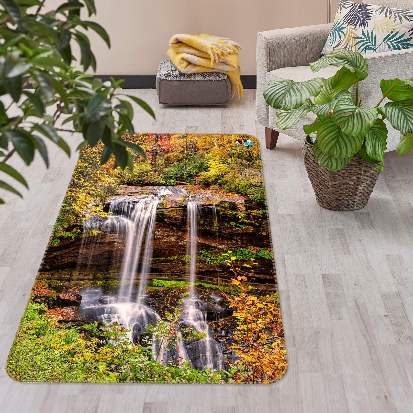 3D Forest Waterfall 5161 Beth Sheridan Rug Non Slip Rug Mat