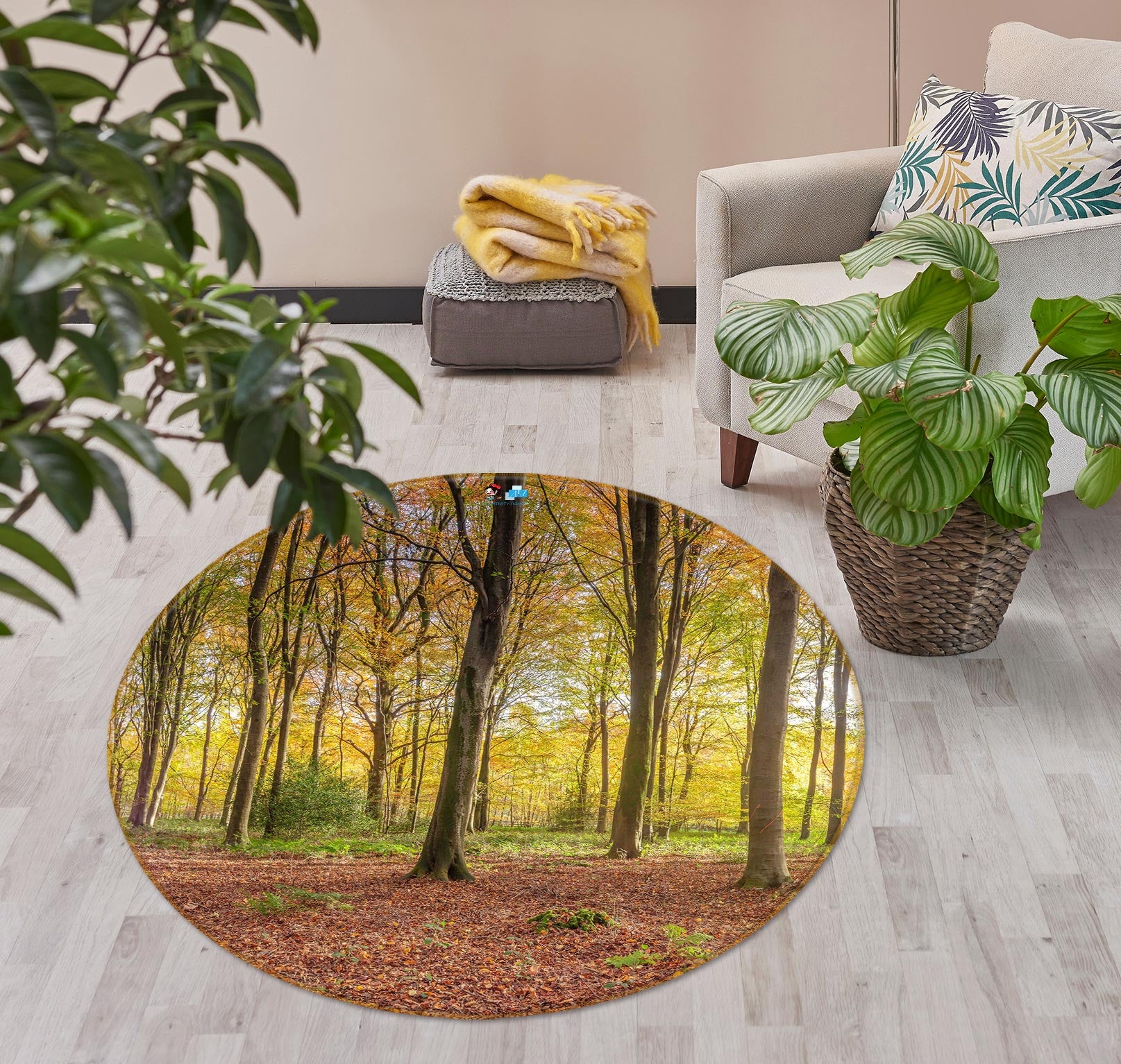 3D Sunshine Forest 7574 Assaf Frank Rug Round Non Slip Rug Mat