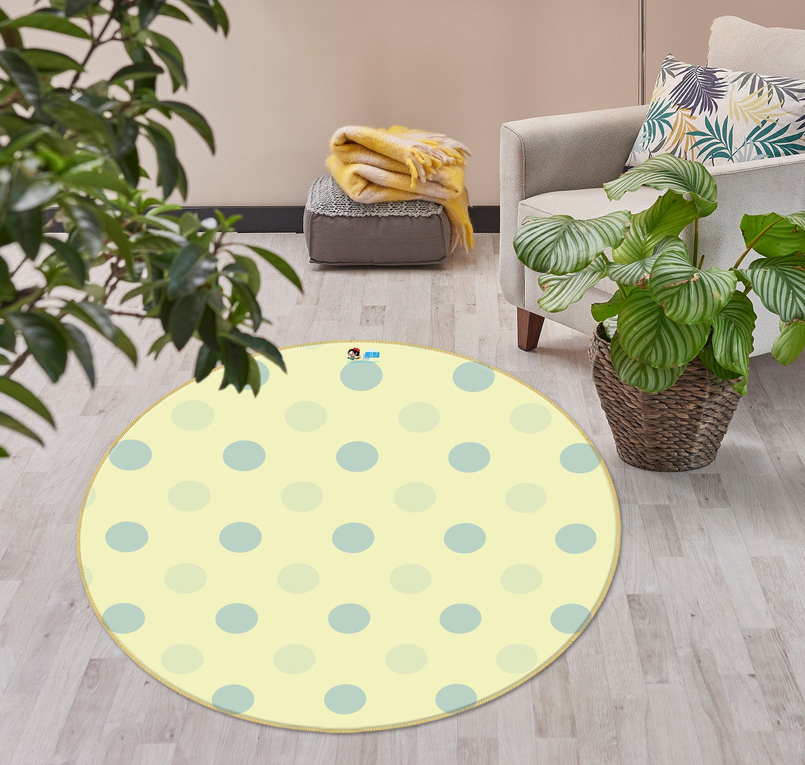 3D Polka Dots Pattern 98109 Kasumi Loffler Rug Round Non Slip Rug Mat